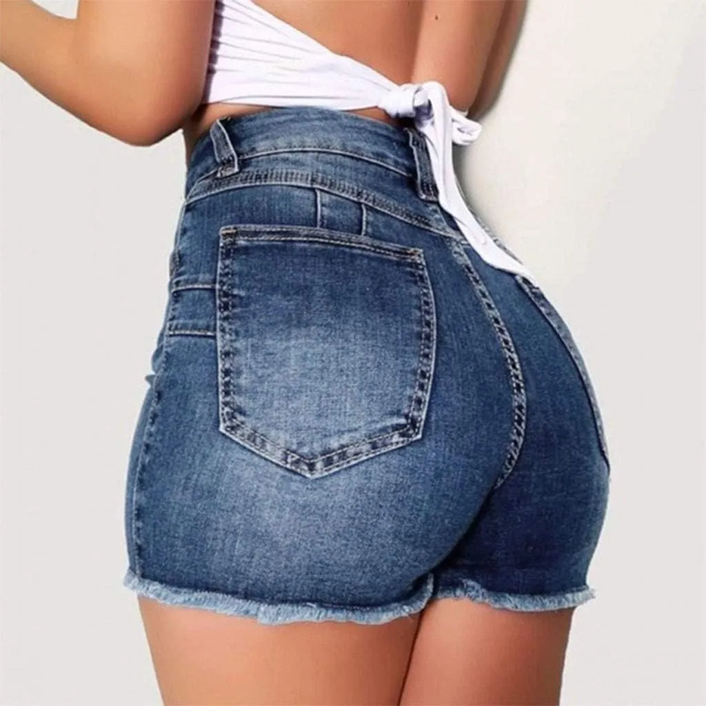 Ripped Jean Shorts for Women High Waisted Stretchy Plus Size Denim Distressed Jeans Shorts