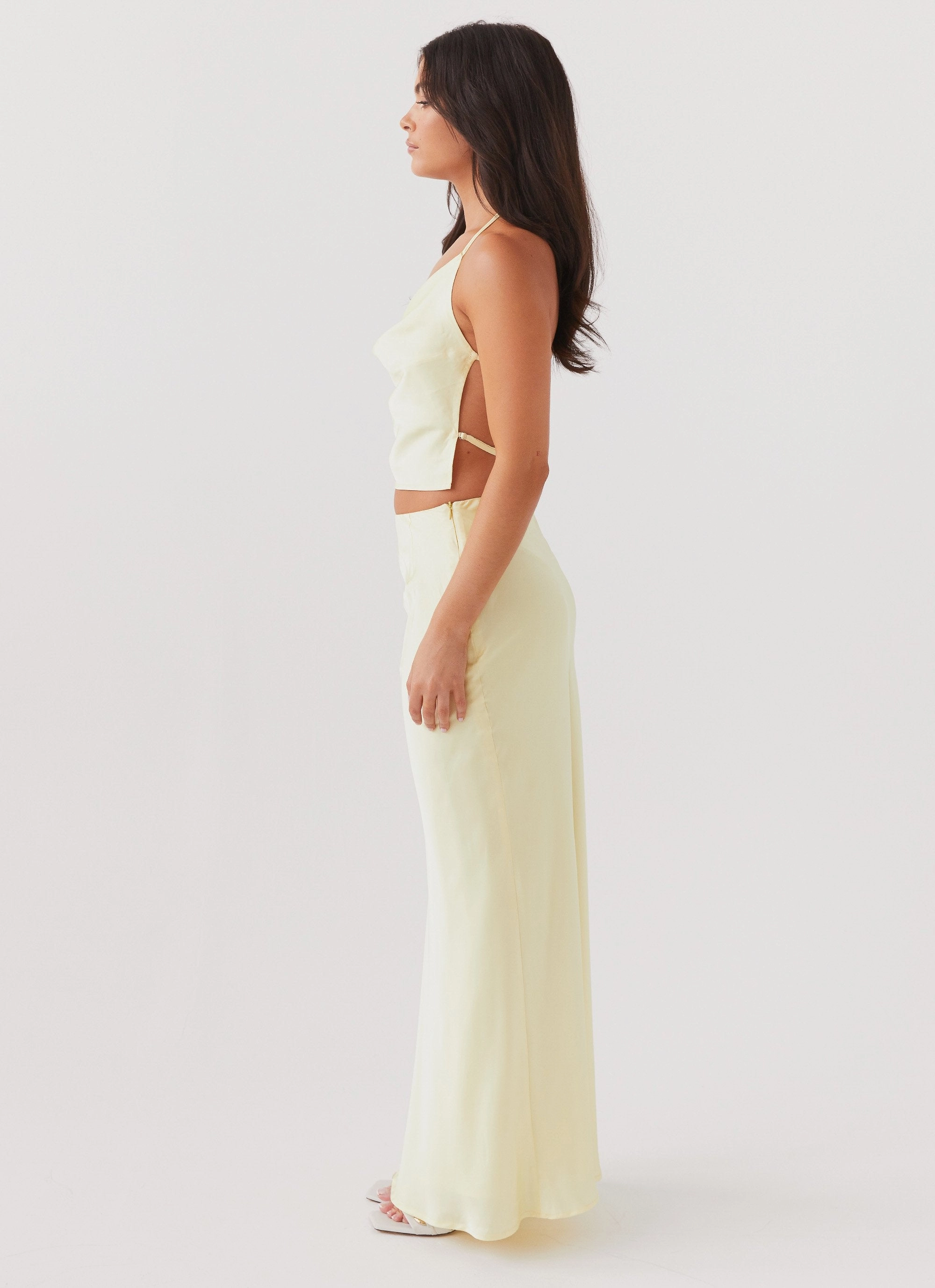 Thermal Insulation Ivanna Satin Maxi Skirt - Lemon