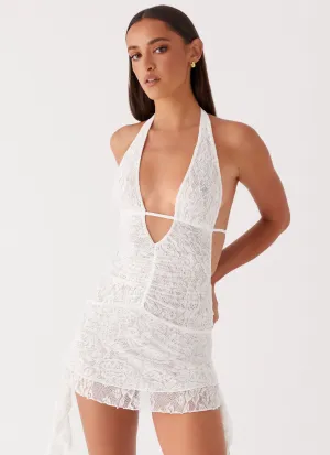 Refined Aesthetic Ritz Lace Mini Dress - White