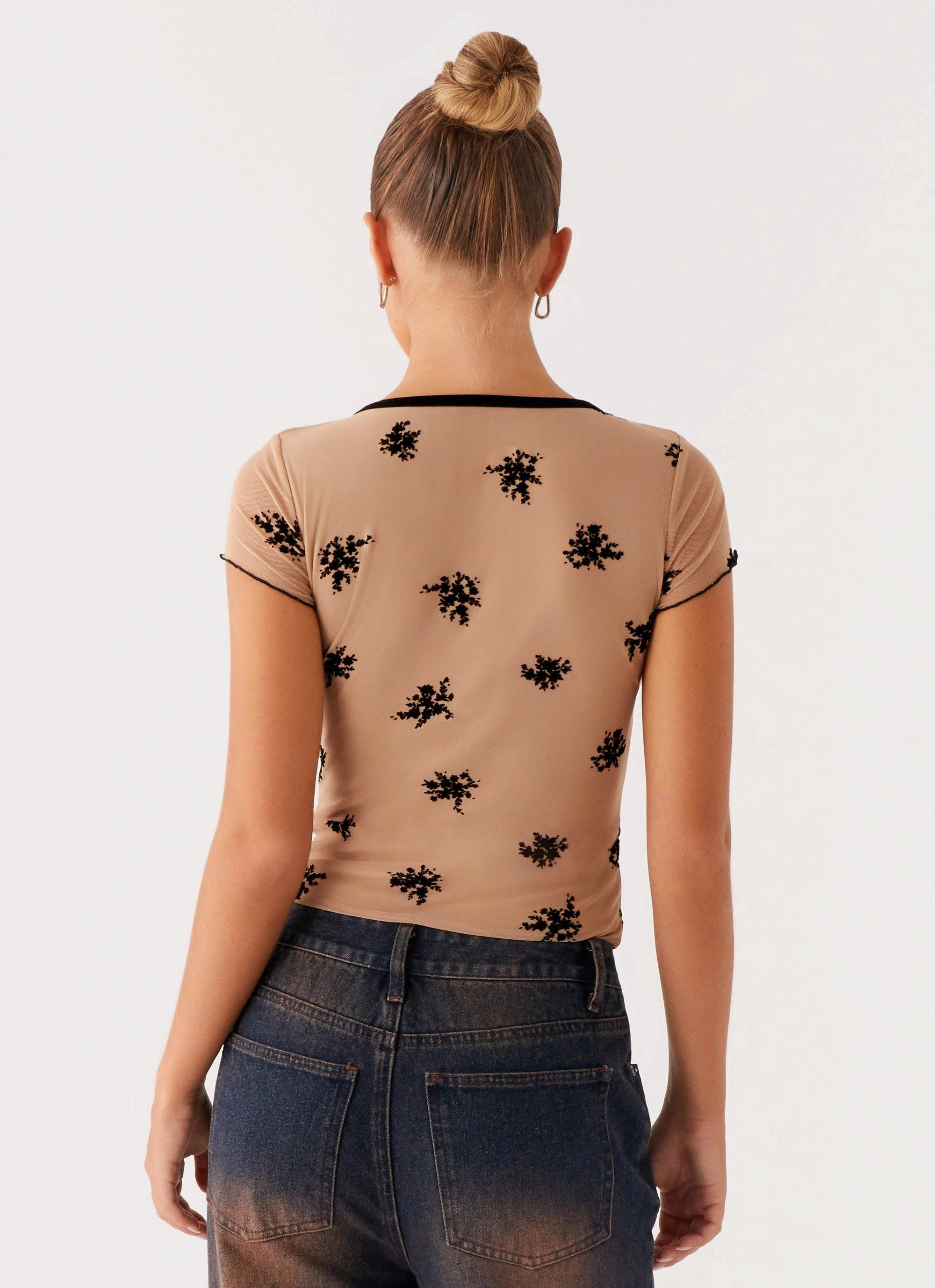 Double Layered Fabric Buttonless Closure Rocca Top - Nude