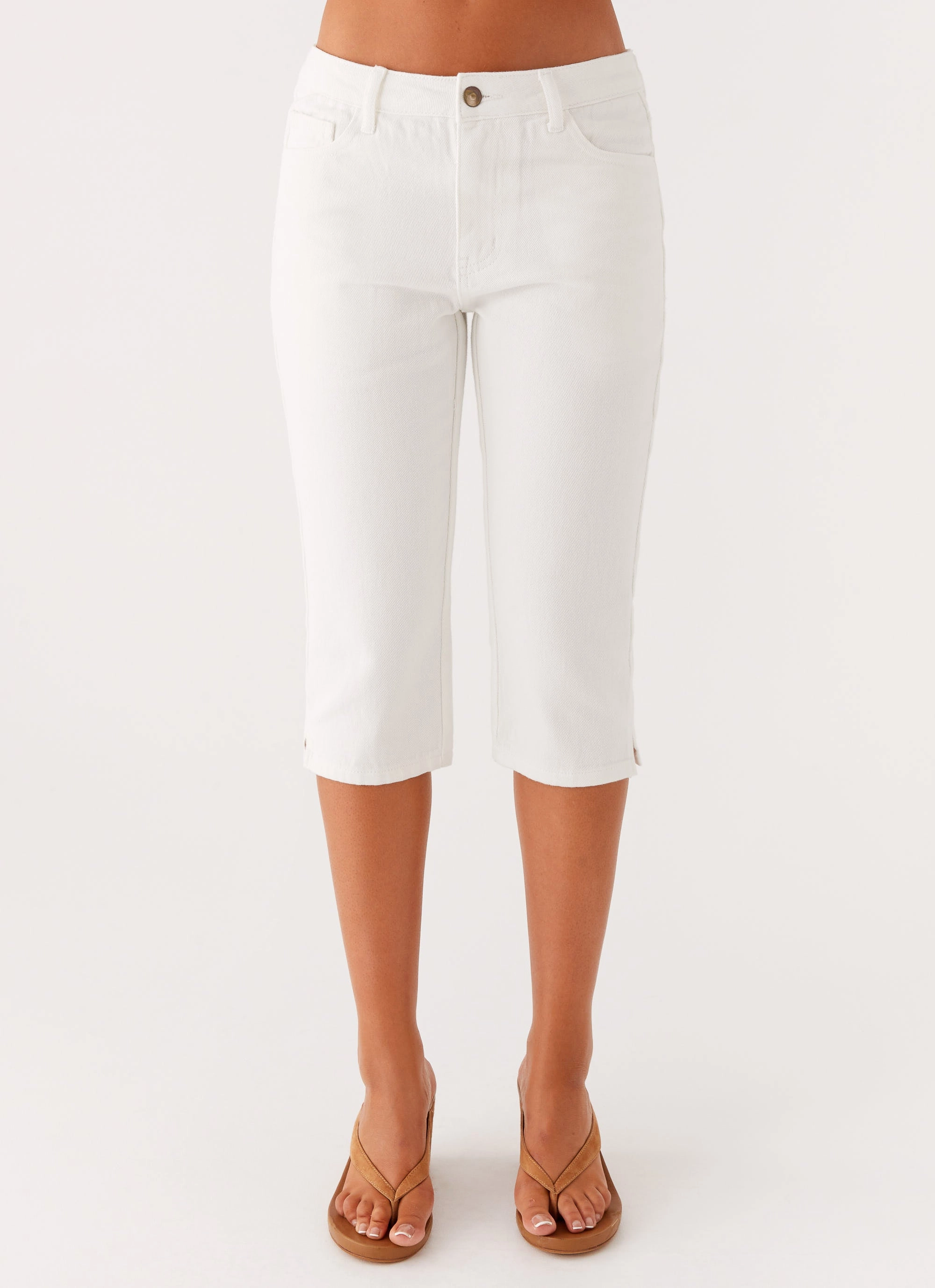 Rocco Denim Capri Pants - Off White Minimalist Design Versatile Winter Warmth