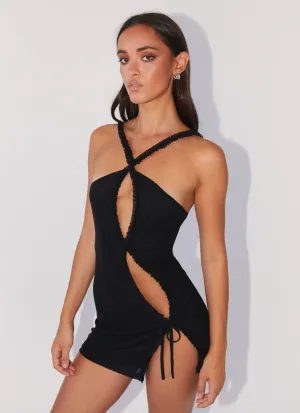 Roll-Up Sleeve Midnight Rhapsody Ruffle Mini Dress - Black Modern Fit Midnight Rhapsody Ruffle Mini Dress - Black