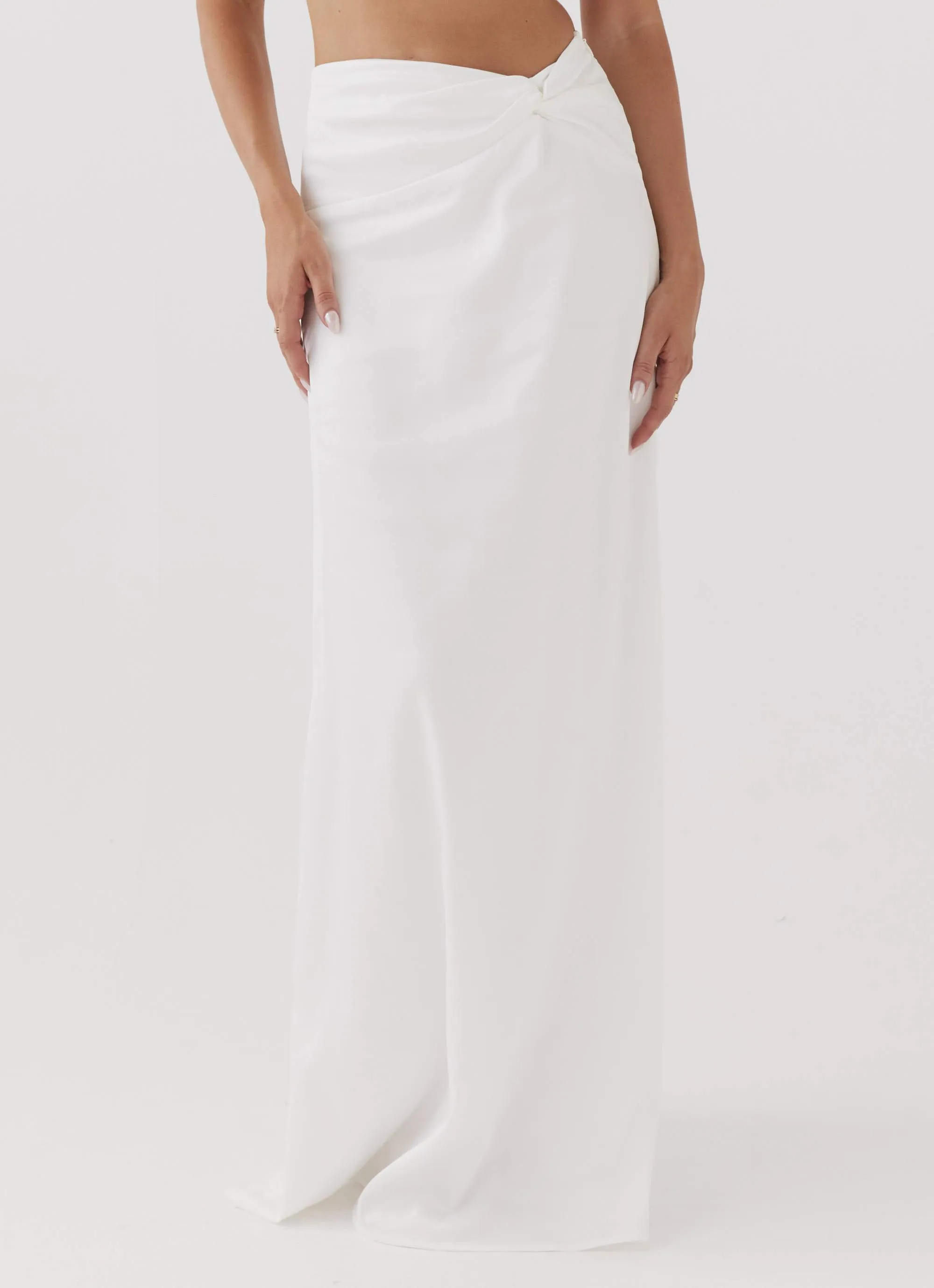 Crescent Light Twist Maxi Skirt - Ivory Resale Value Vibrant Touch