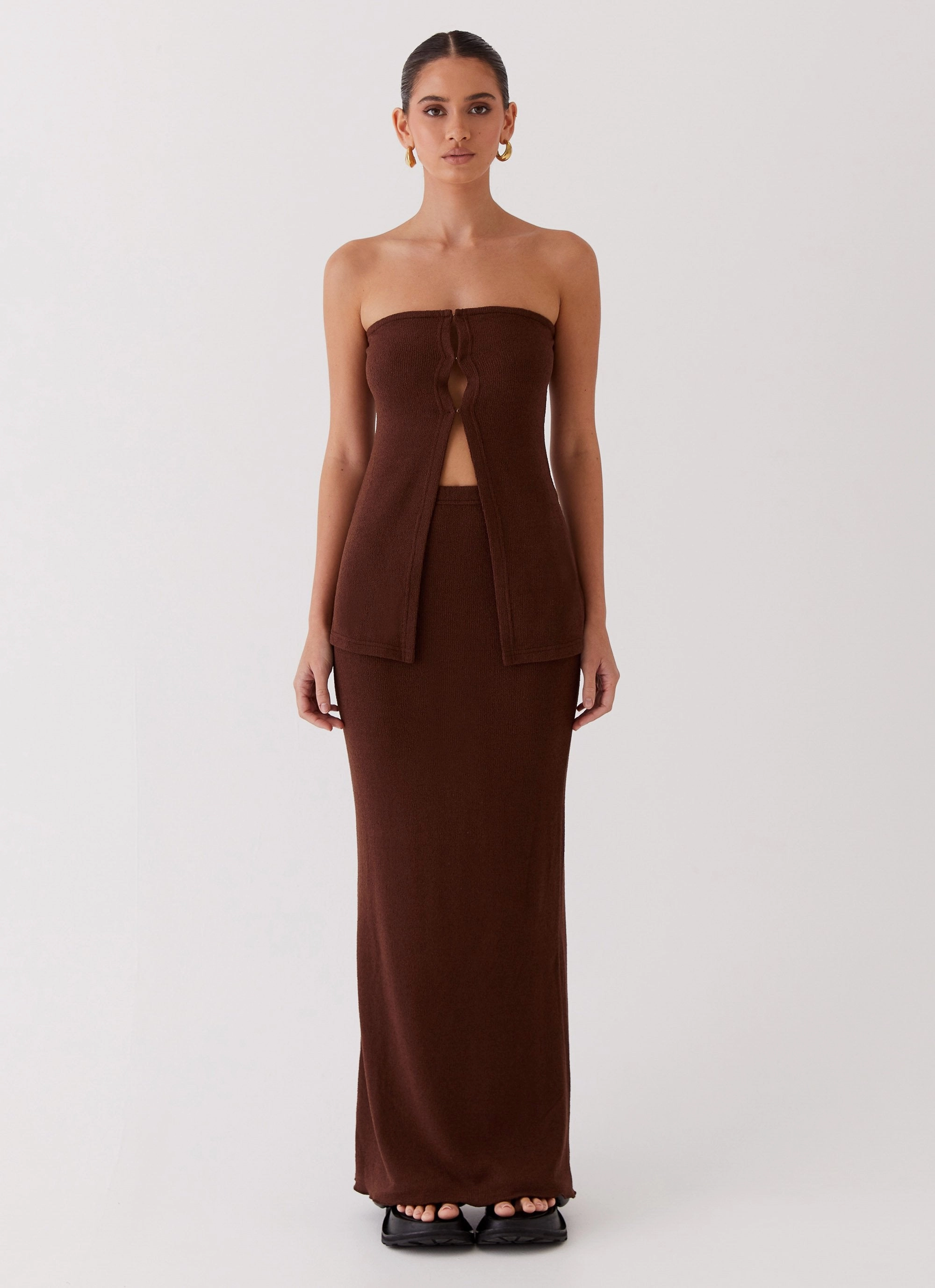 Delicate Lady Knit Top - Chocolate UV protection coating