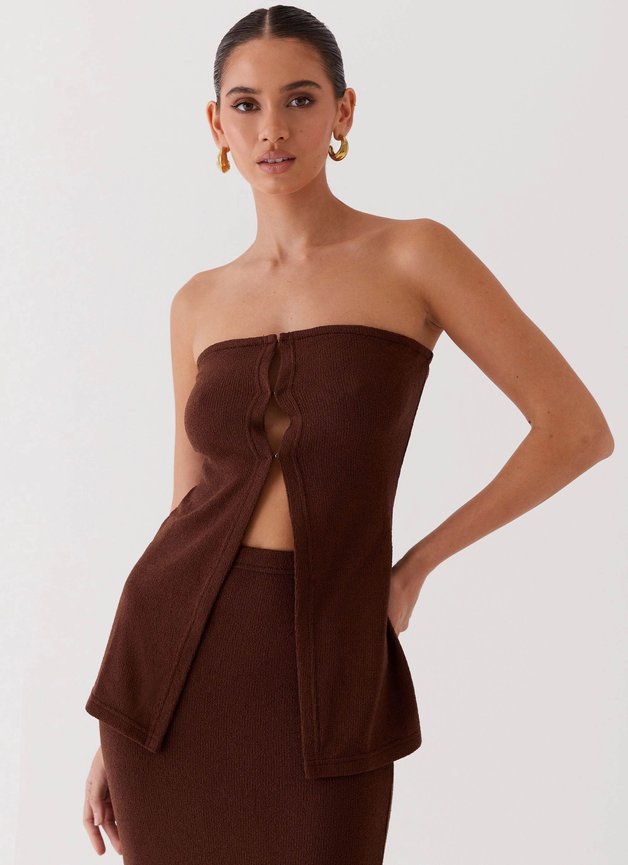 Delicate Lady Knit Top - Chocolate Durable Reinforced Elbows