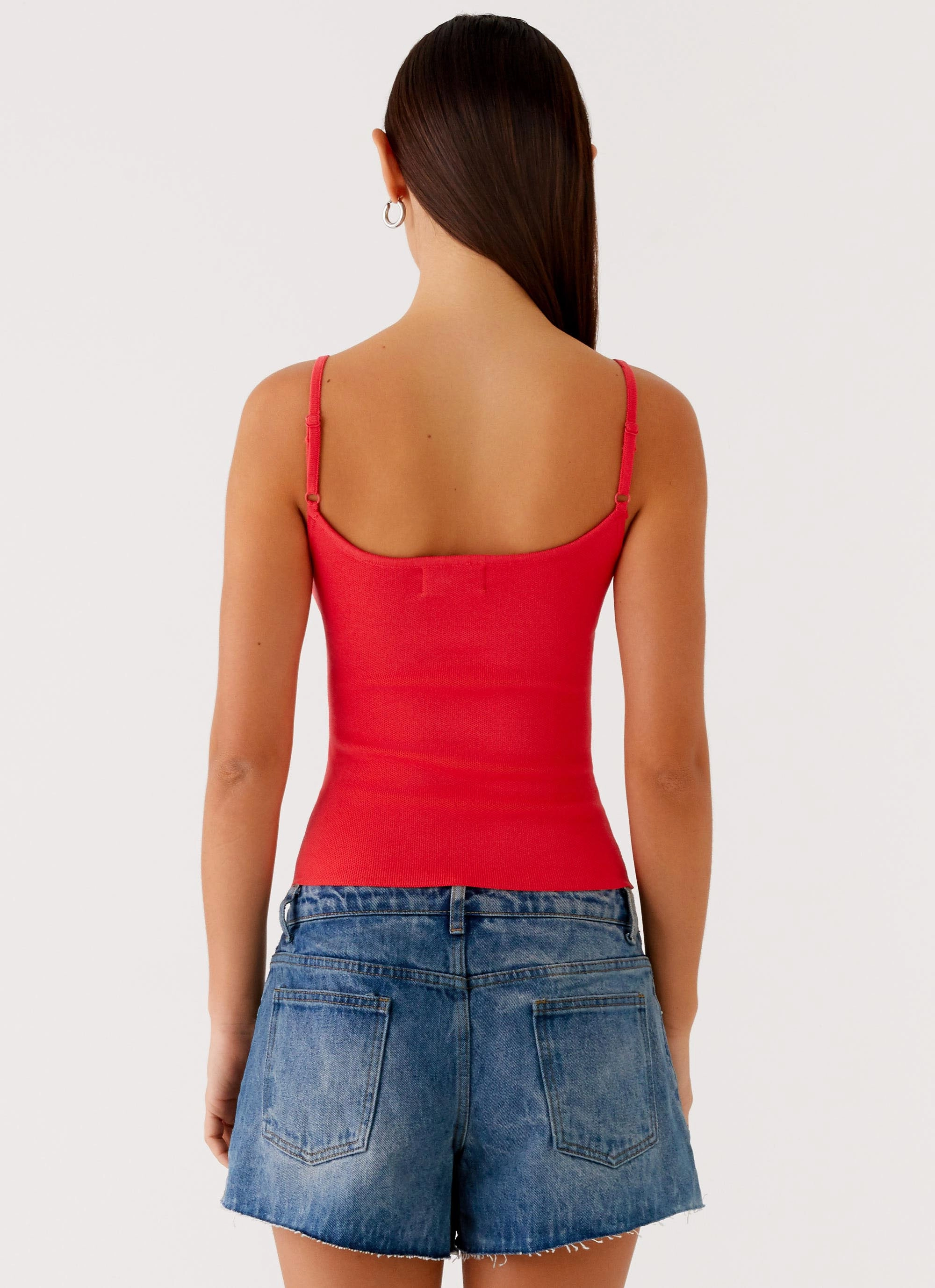 OdorResistant Tagless Comfort Collar Ofira Knit Tank Top - Red Floral