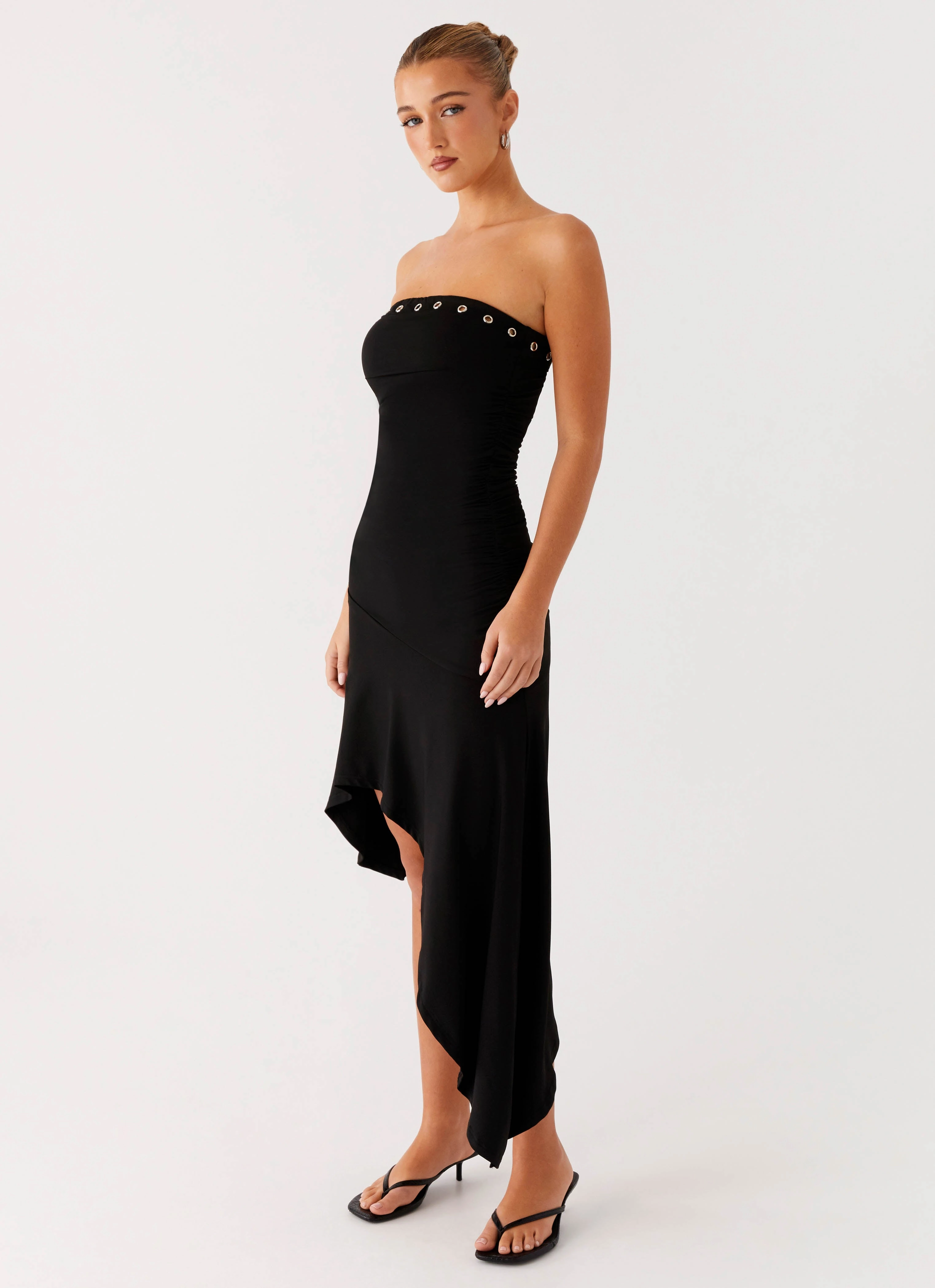 Unapologetic Midi Dress - Black Happy Fit Flower Grace