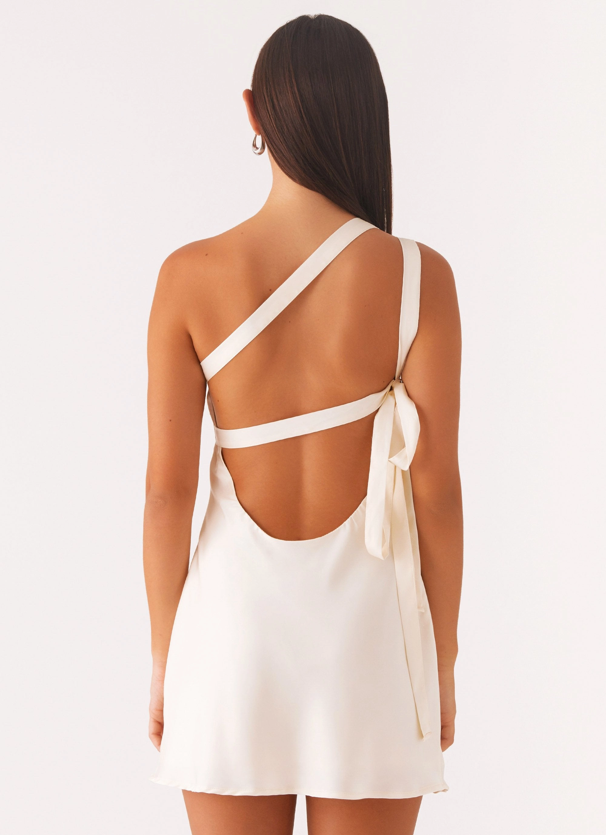 Subtle Flex Minimalist Design Lights Out Mini Dress - Pearl