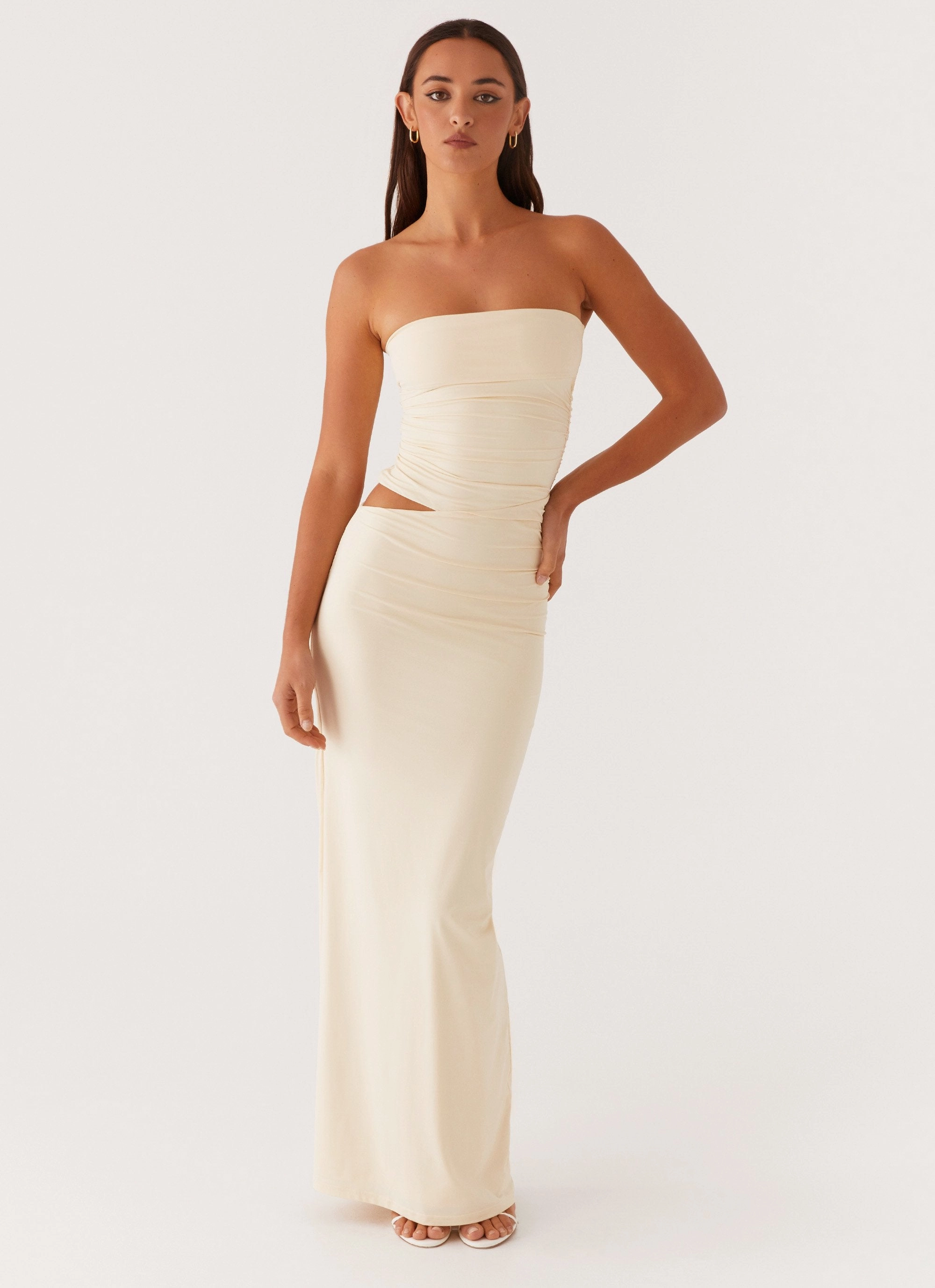 Bright Accent Romee Strapless Maxi Dress - Pastel Yellow