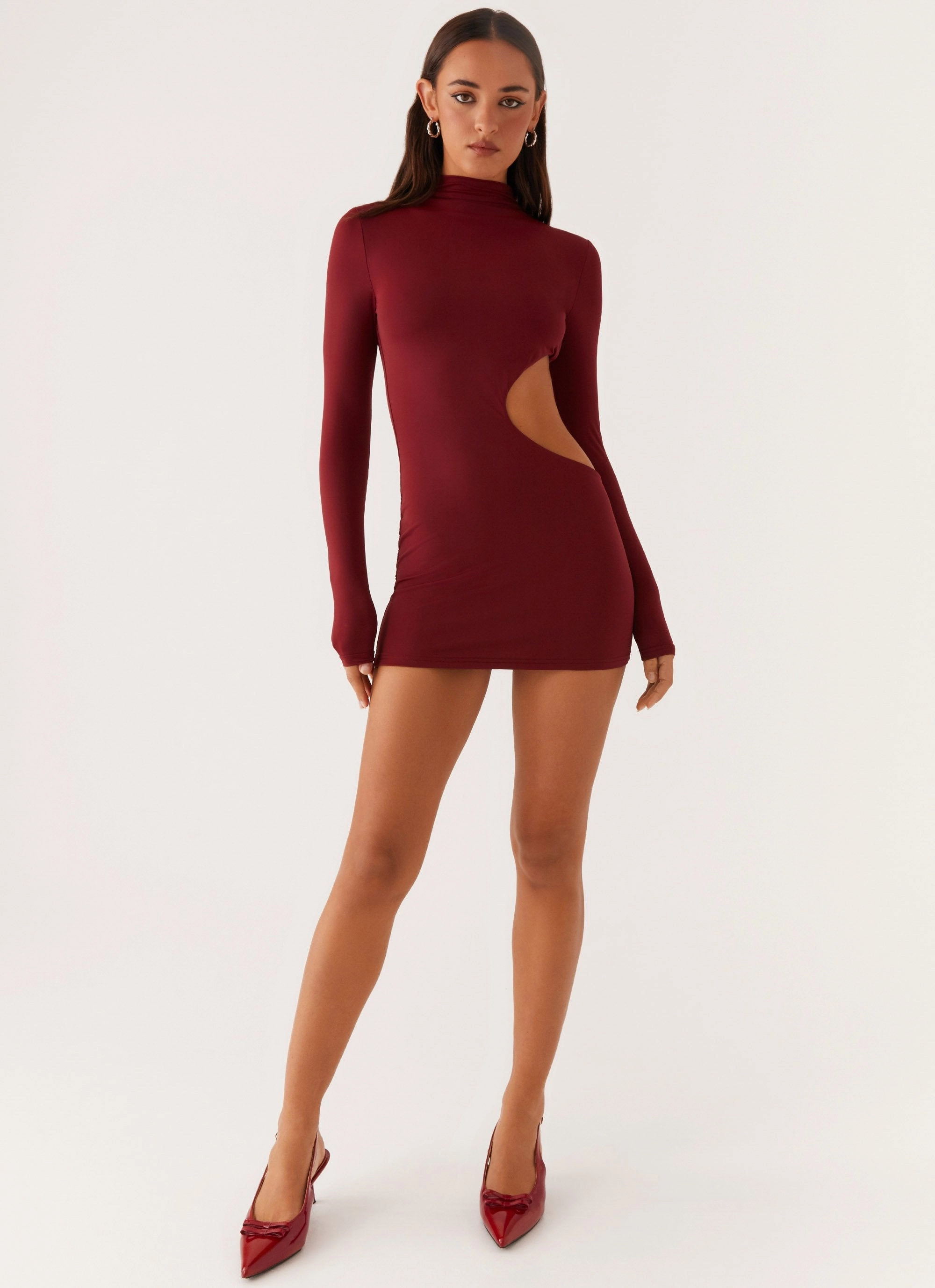 Rora Cut Out Mini Dress - Mulberry Simple Elegance Night Out
