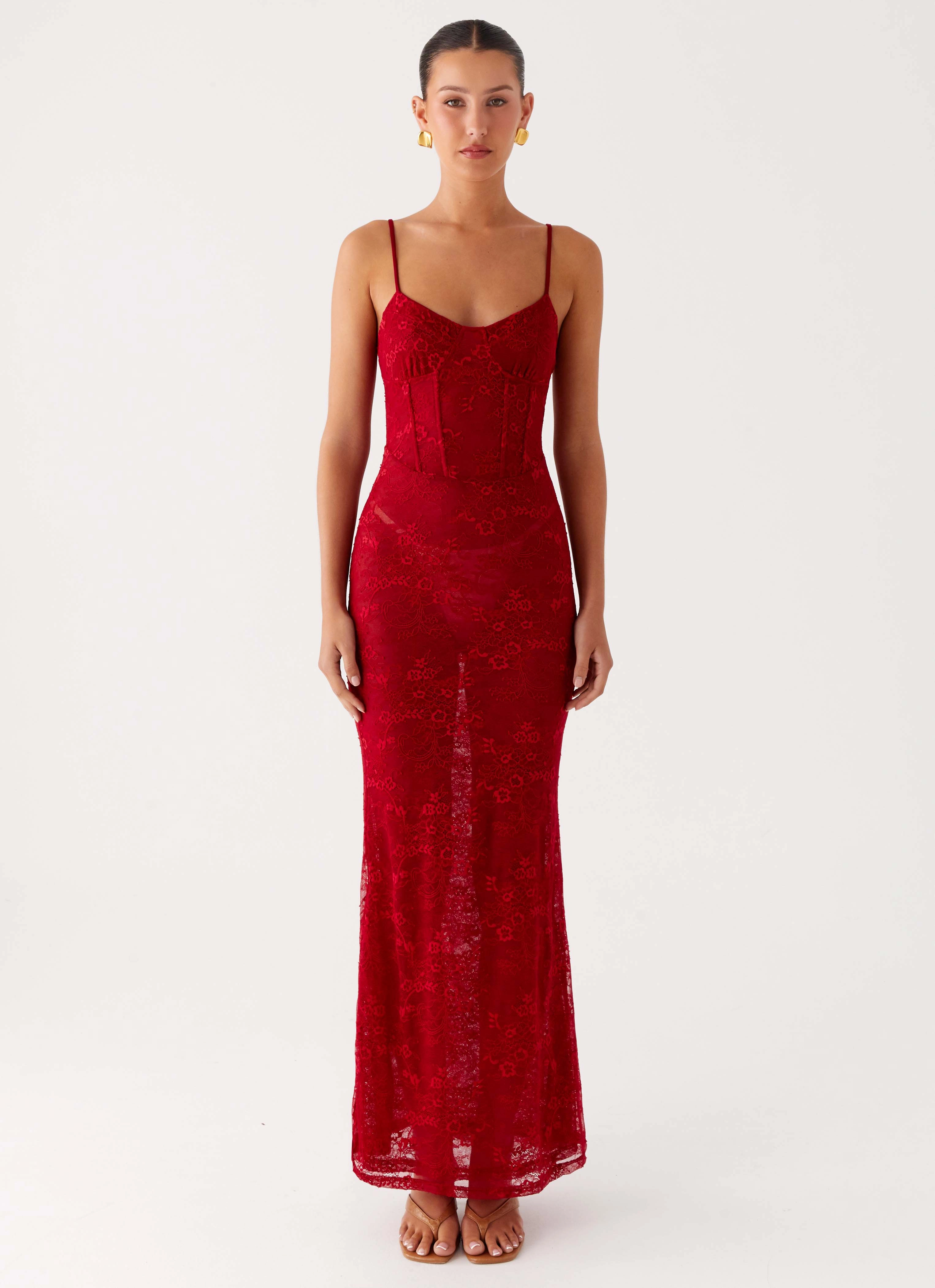 Rosa Corset Maxi Dress - Red Urban Drape
