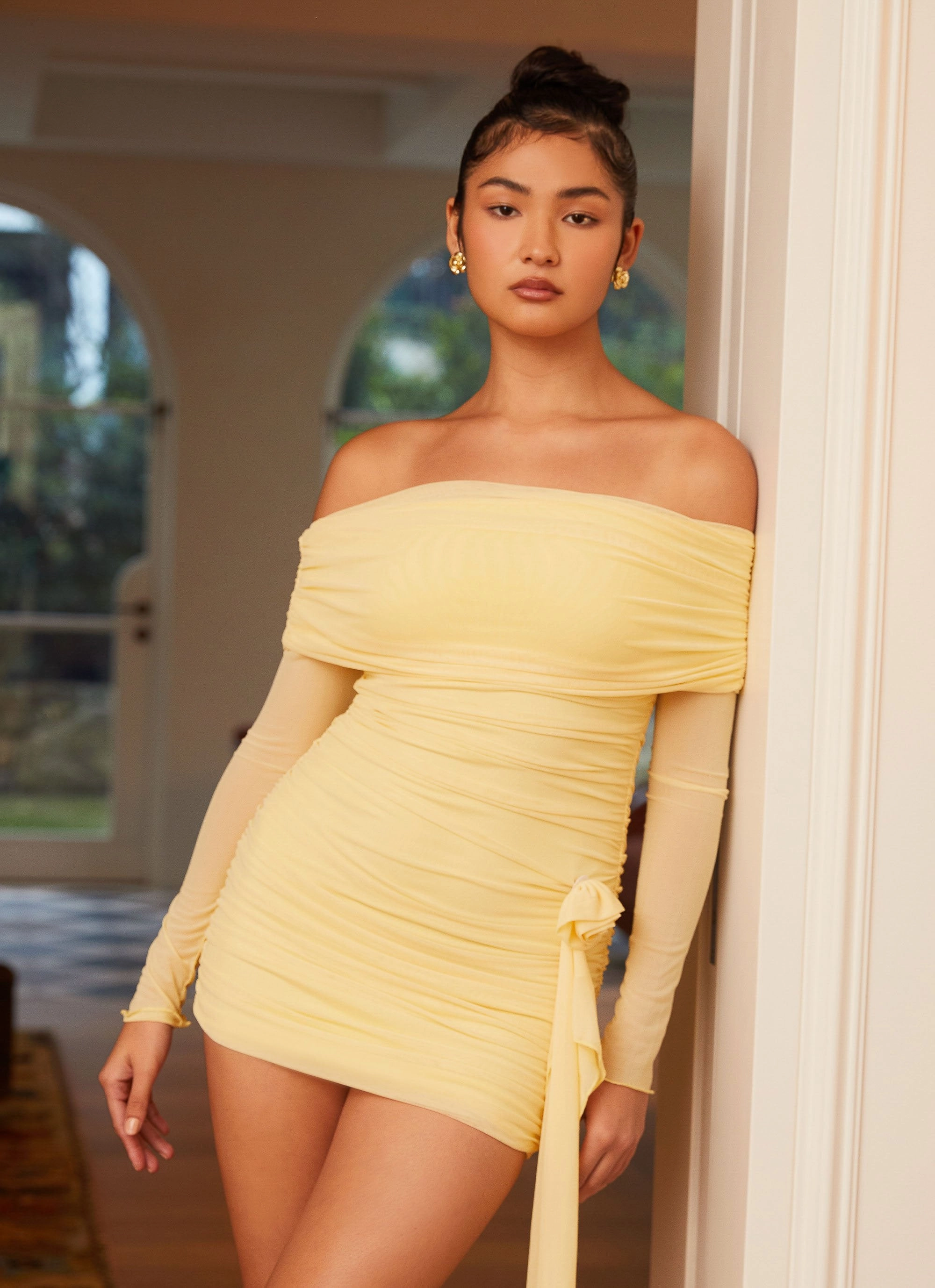 Rosa Franca Mini Dress - Yellow Celebrity-Inspired Trendy summer outfit