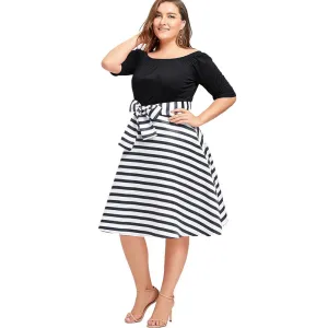 ROSE GAL Women Short Sleeves Dress Summer Color Block Plus Size Dresses
