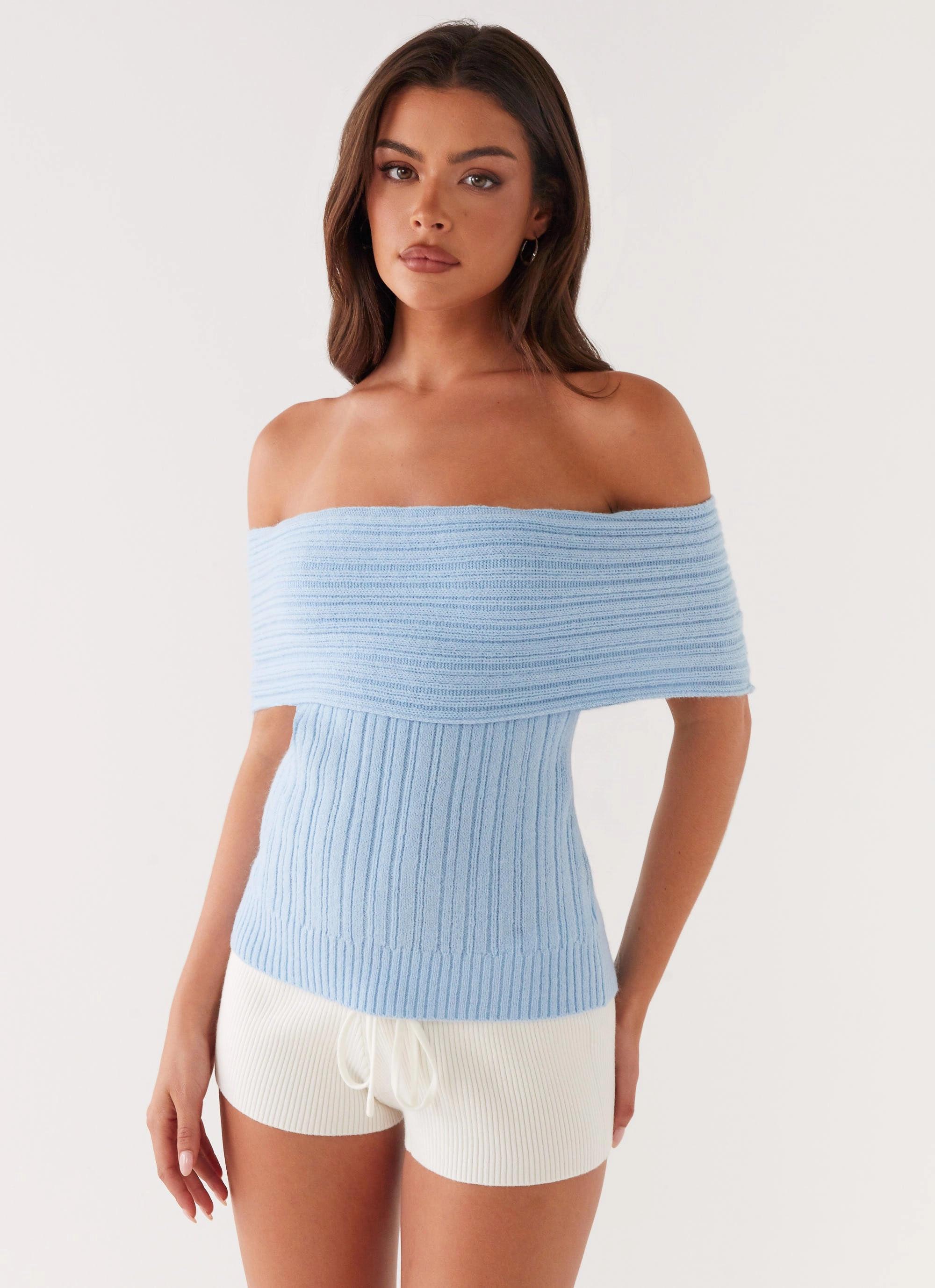 Breathable fabric TailoredCut Rosen Knit Top - Blue