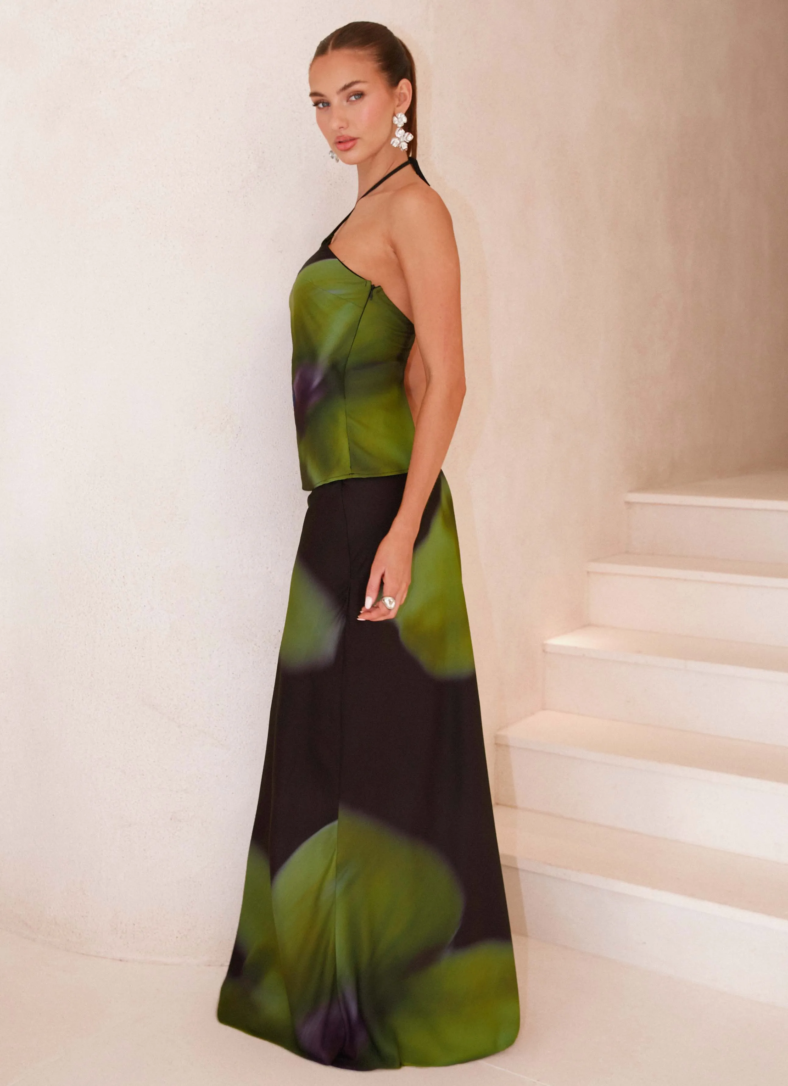 Rosetta Maxi Skirt - Lime Flower Outfit Diary Tagless label