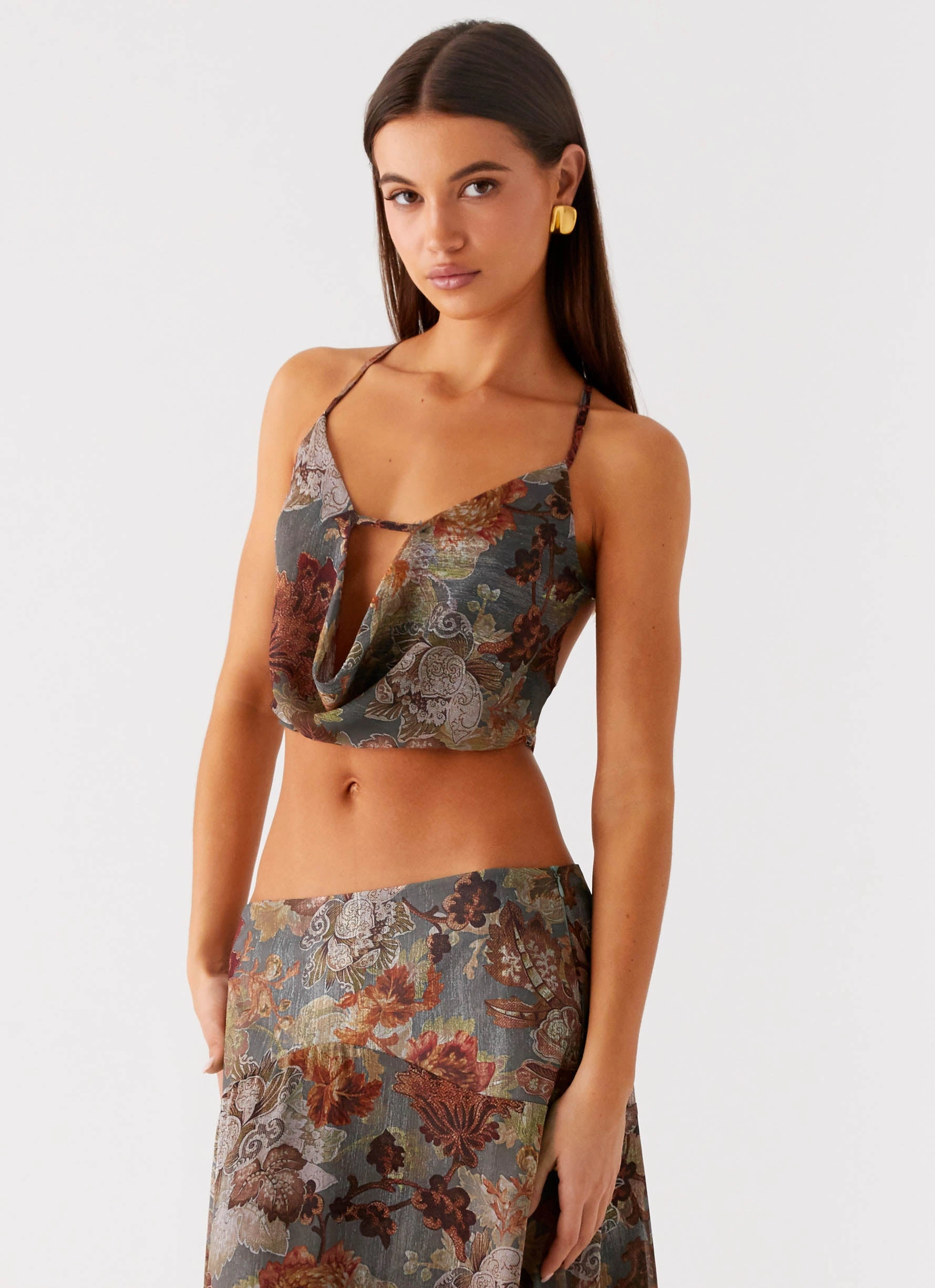 Rosewood Cowl Top - Vintage Blossom AllDay Comfort Design Tear Resistant Weave