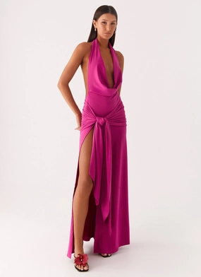Rowan Ray Cowl Maxi Dress - Fuchsia Seasonal trends Casual Layers Balanced Tone Rowan Ray Cowl Maxi Dress - Fuchsia