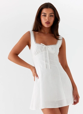 Rowena Mini Dress - White wrinkle free Smooth Flow Inclusive Fit Rowena Mini Dress - White