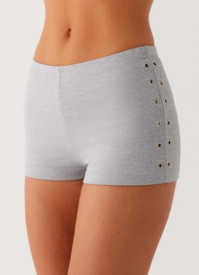 Roxy Mini Shorts - Grey Non Restrictive Fit Adjustable Cuff System Roxy Mini Shorts - Grey