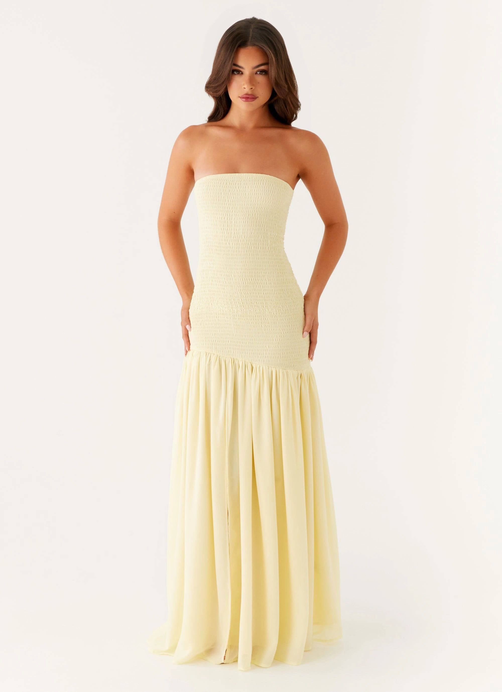 Neat Finish Elegant Cut Royce Maxi Dress - Yellow