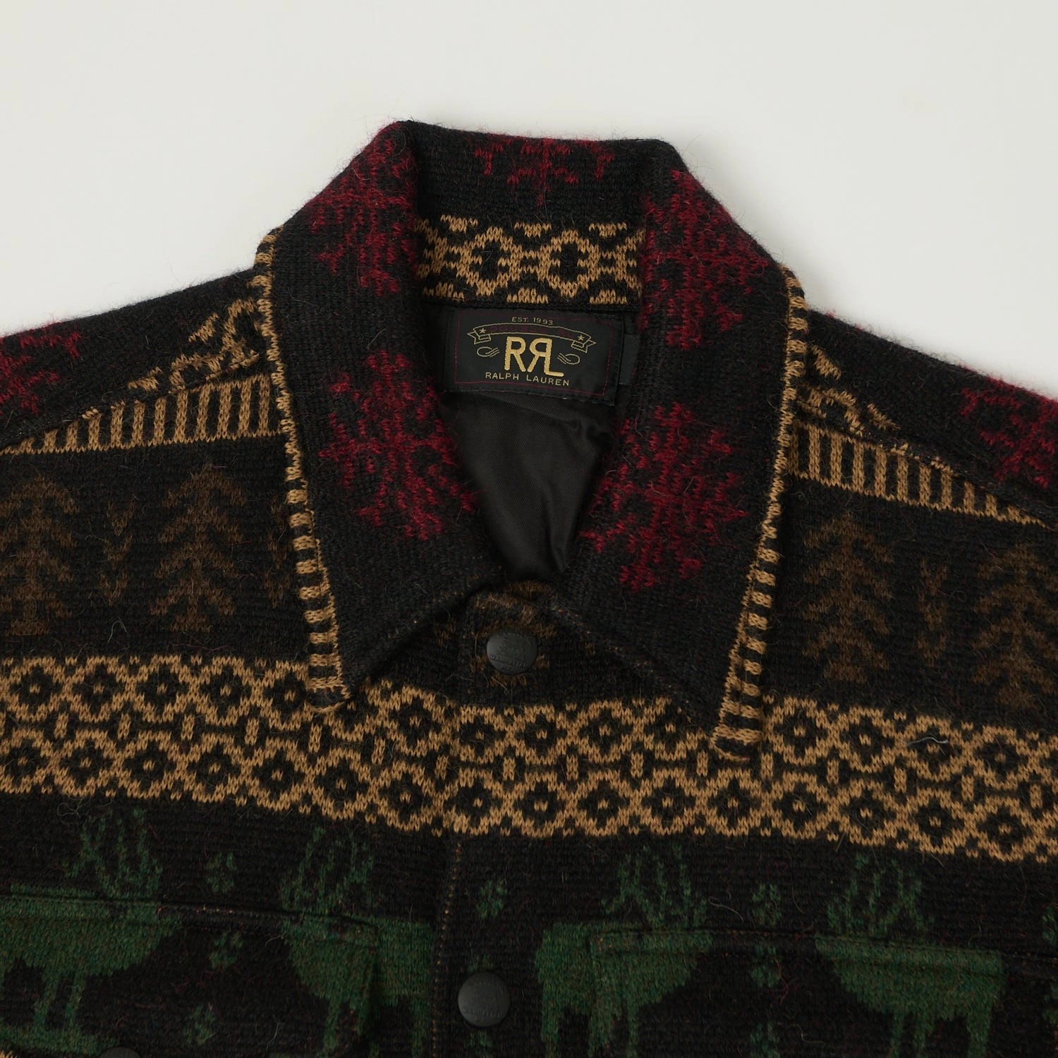 RRL Jacquard Alpaca Knit Jacket - Black/Multi