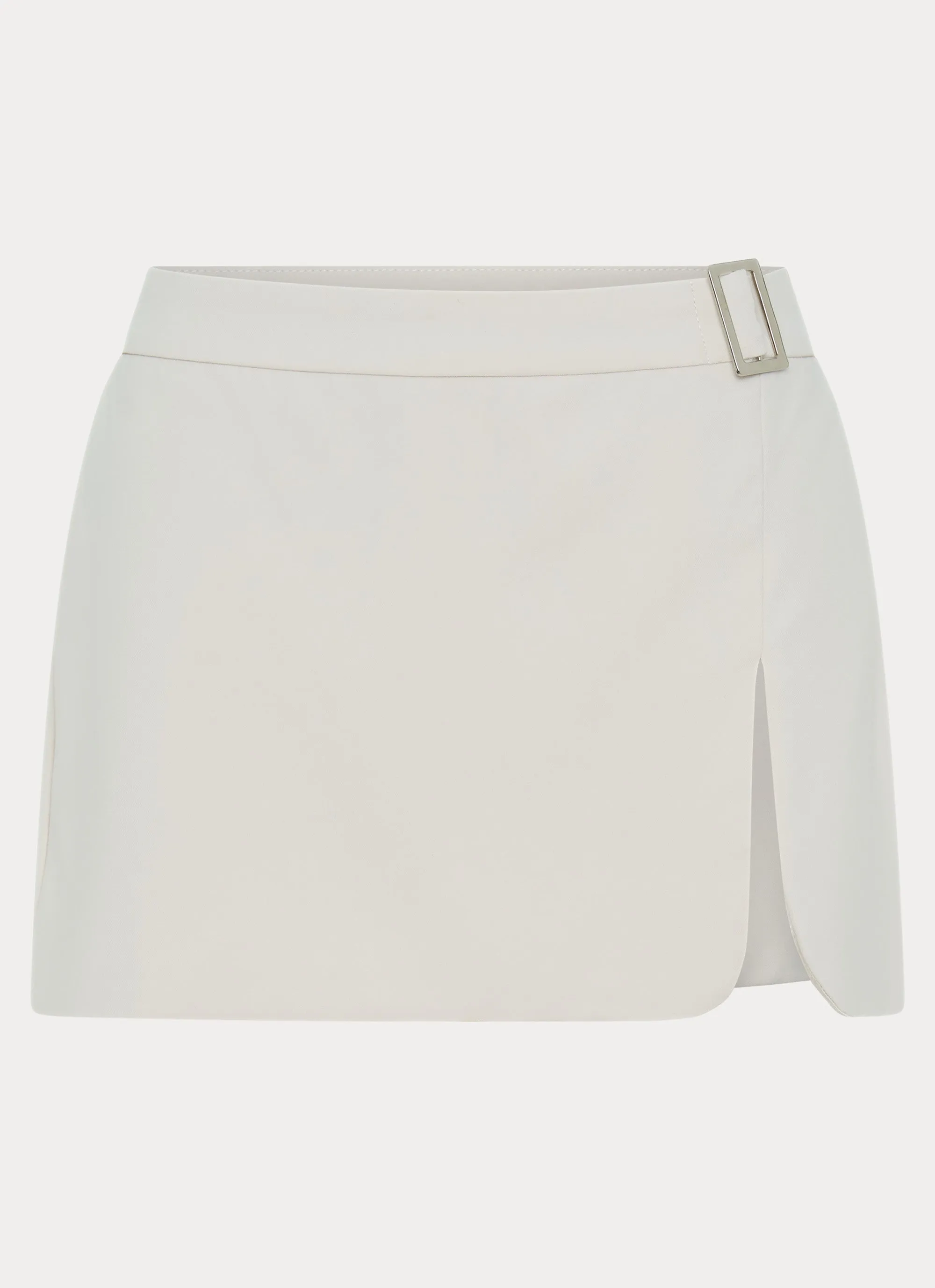 Adley Buckle Mini Skirt - Ivory Detachable Tie High low hem