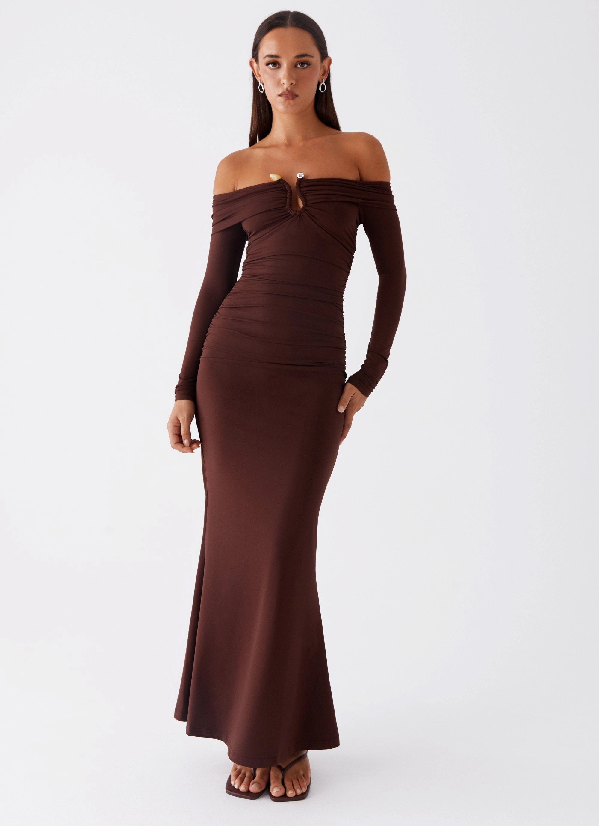 Modern Cut Rudy Long Sleeve Maxi Dress - Chocolate