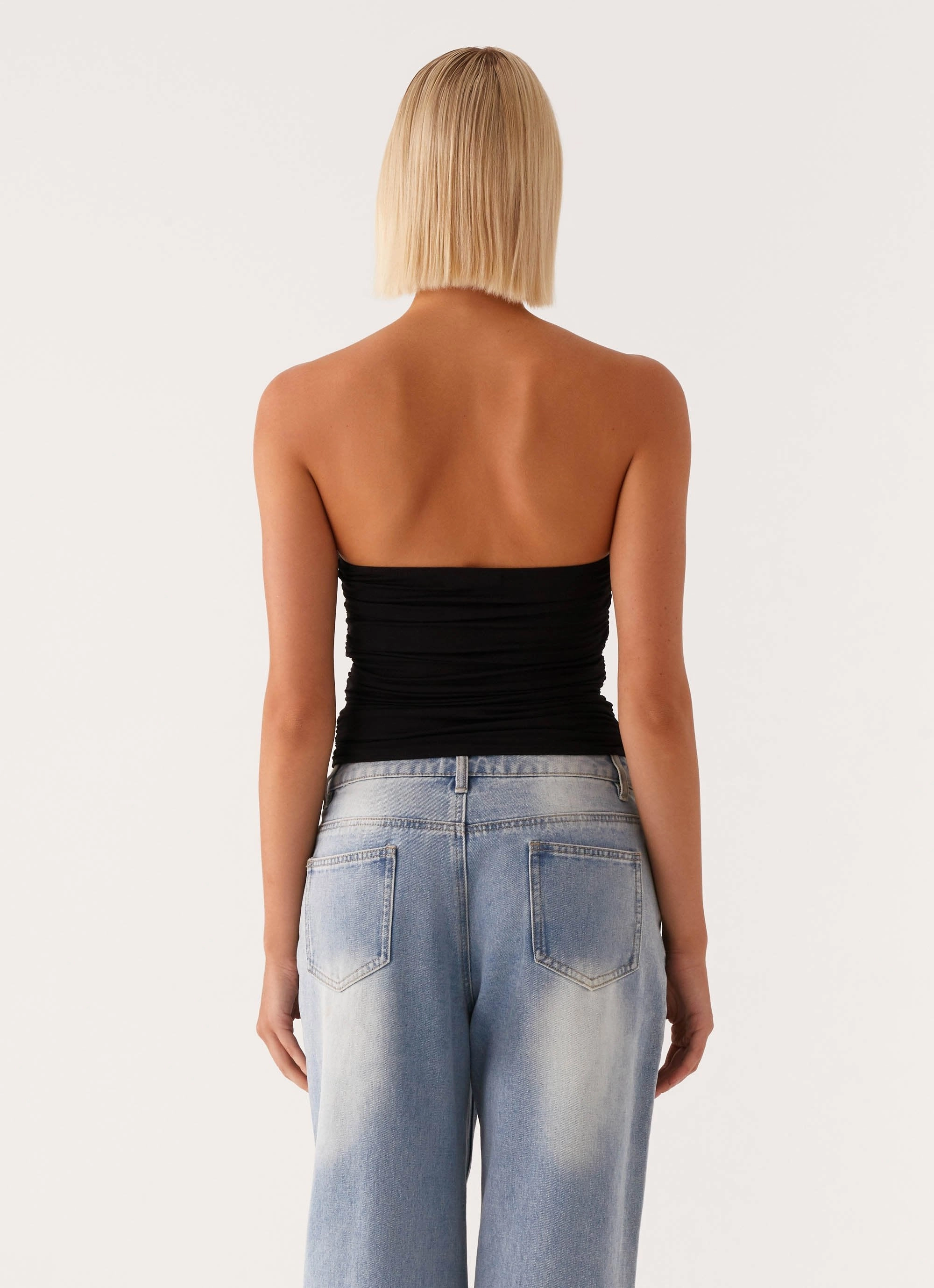 CrossGrain Fabric Flexible Hemline Rudy Tube Top - Black