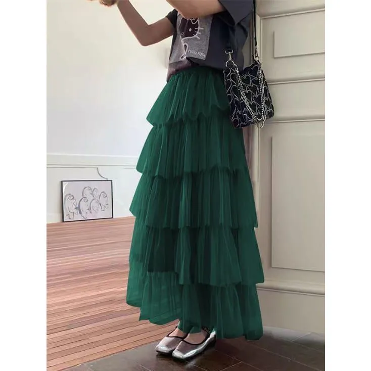 Ruffle Layered Maxi Skirts