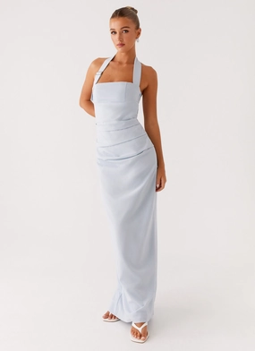 Rumour Has it Maxi Dress - Blue Shade Soft Luxurious Texture