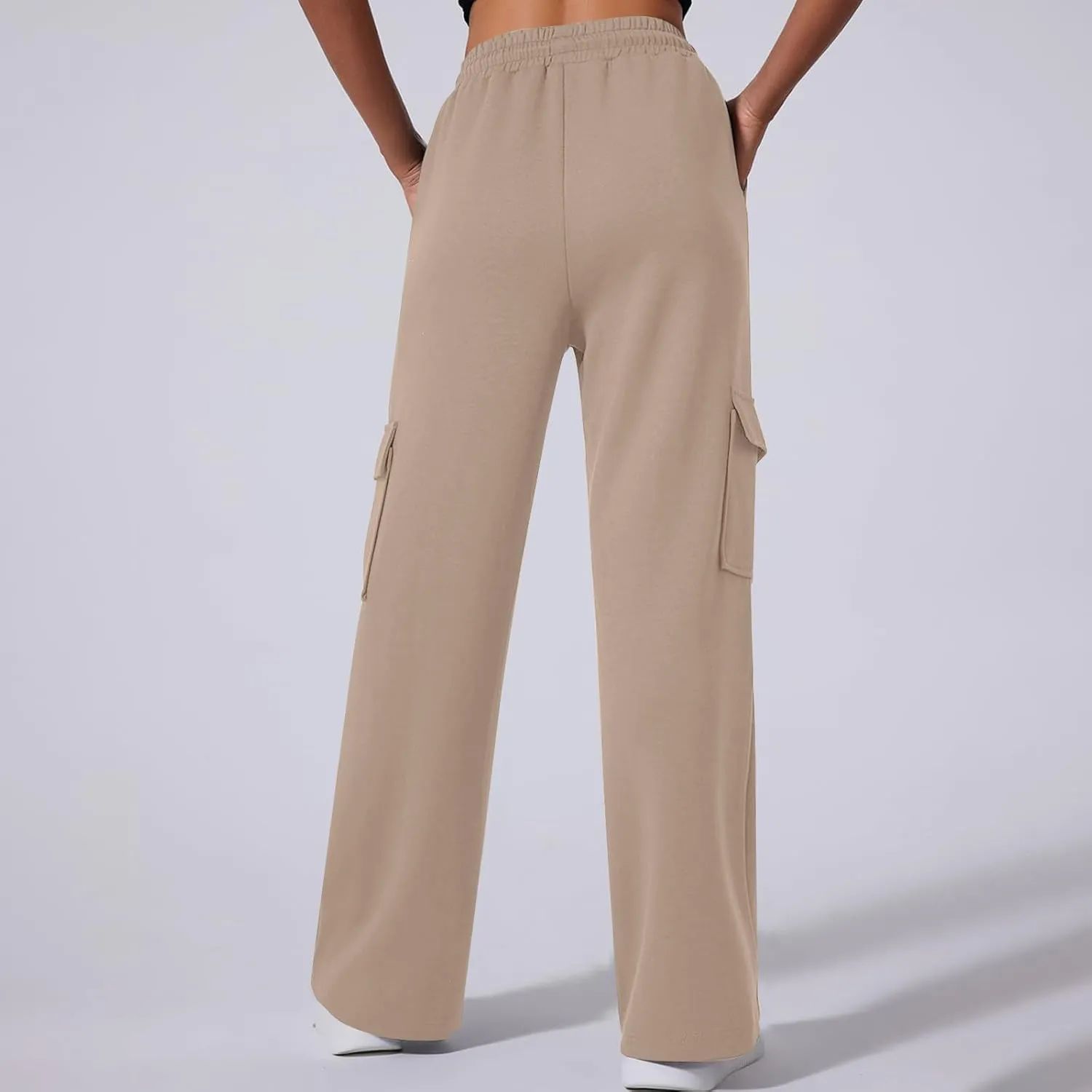 Ruziyoog Women's Baggy Wide Straight Leg Pants Casual Loose Solid Color Pants Comfy Lounge Joggers Baggy Sweatpants Pockets