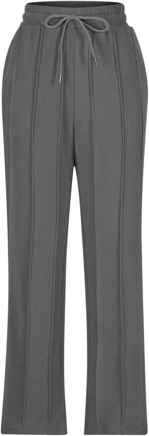 Ruziyoog Women's Wide Leg Sweatpants 2024 Trendy Casual Drawstring High Waisted Trousers Lounge Elevated Seams Baggy Pants