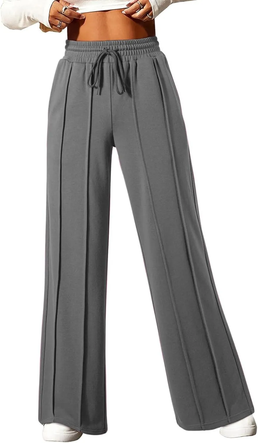 Ruziyoog Women's Wide Leg Sweatpants 2024 Trendy Casual Drawstring High Waisted Trousers Lounge Elevated Seams Baggy Pants
