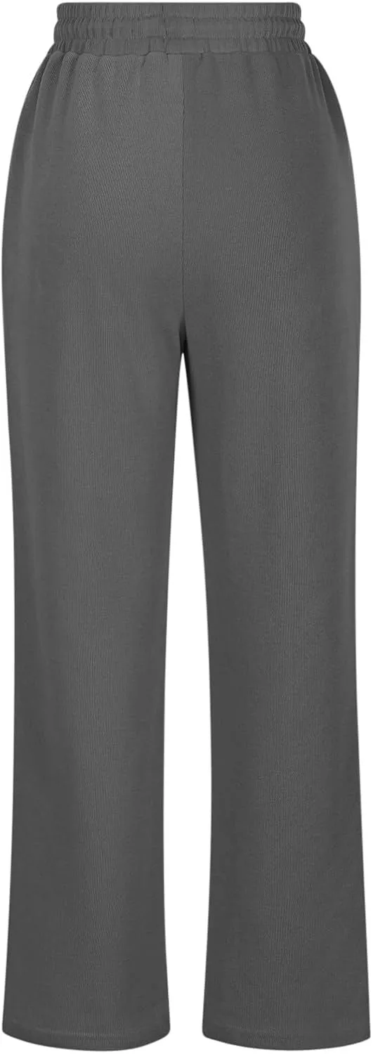 Ruziyoog Women's Wide Leg Sweatpants 2024 Trendy Casual Drawstring High Waisted Trousers Lounge Elevated Seams Baggy Pants