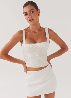 Soft Inner Lining Ryder Bustier Top - Ivory Sky