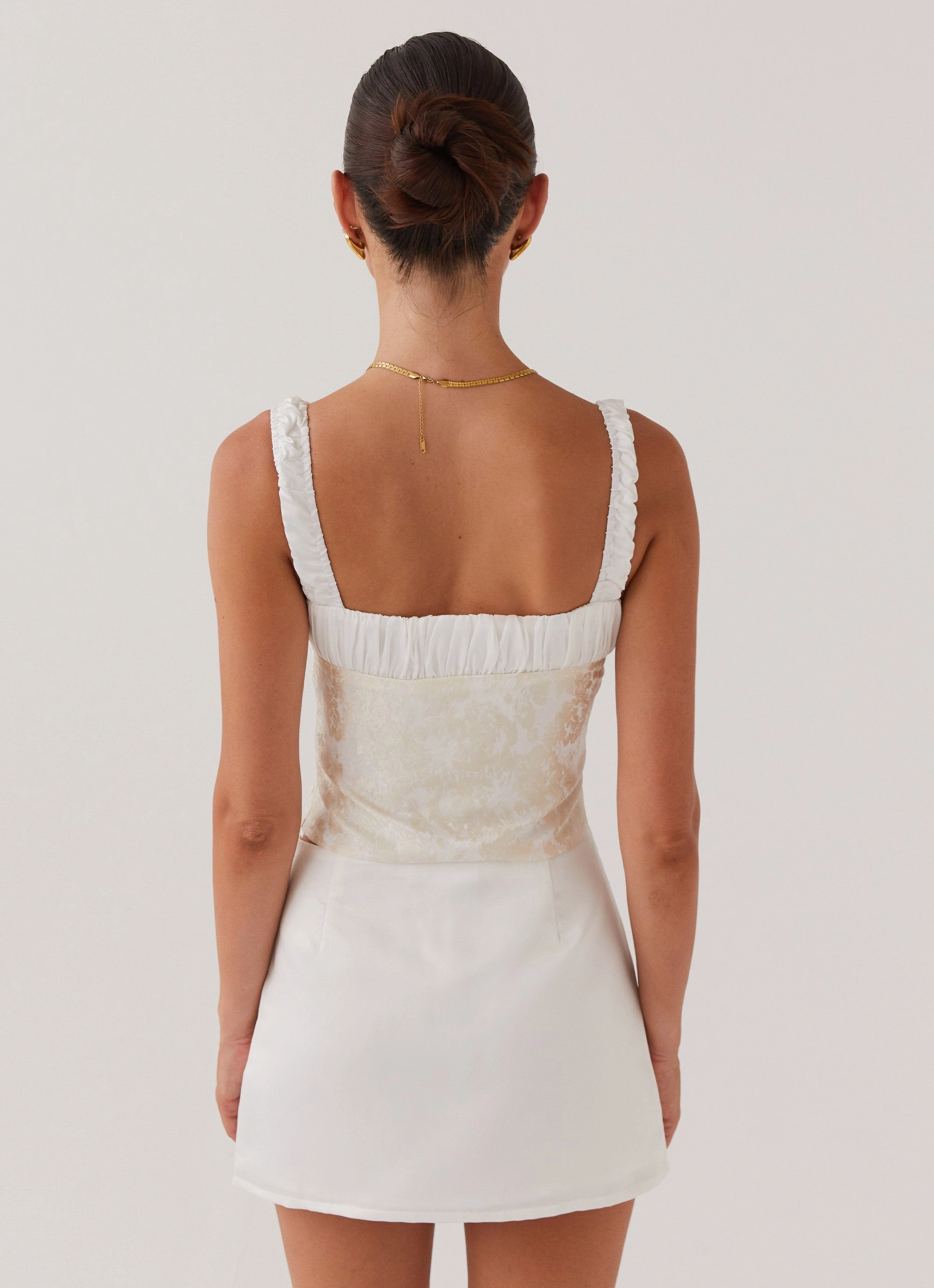 Ryder Bustier Top - Ivory Sky Relaxed Fit Shirt