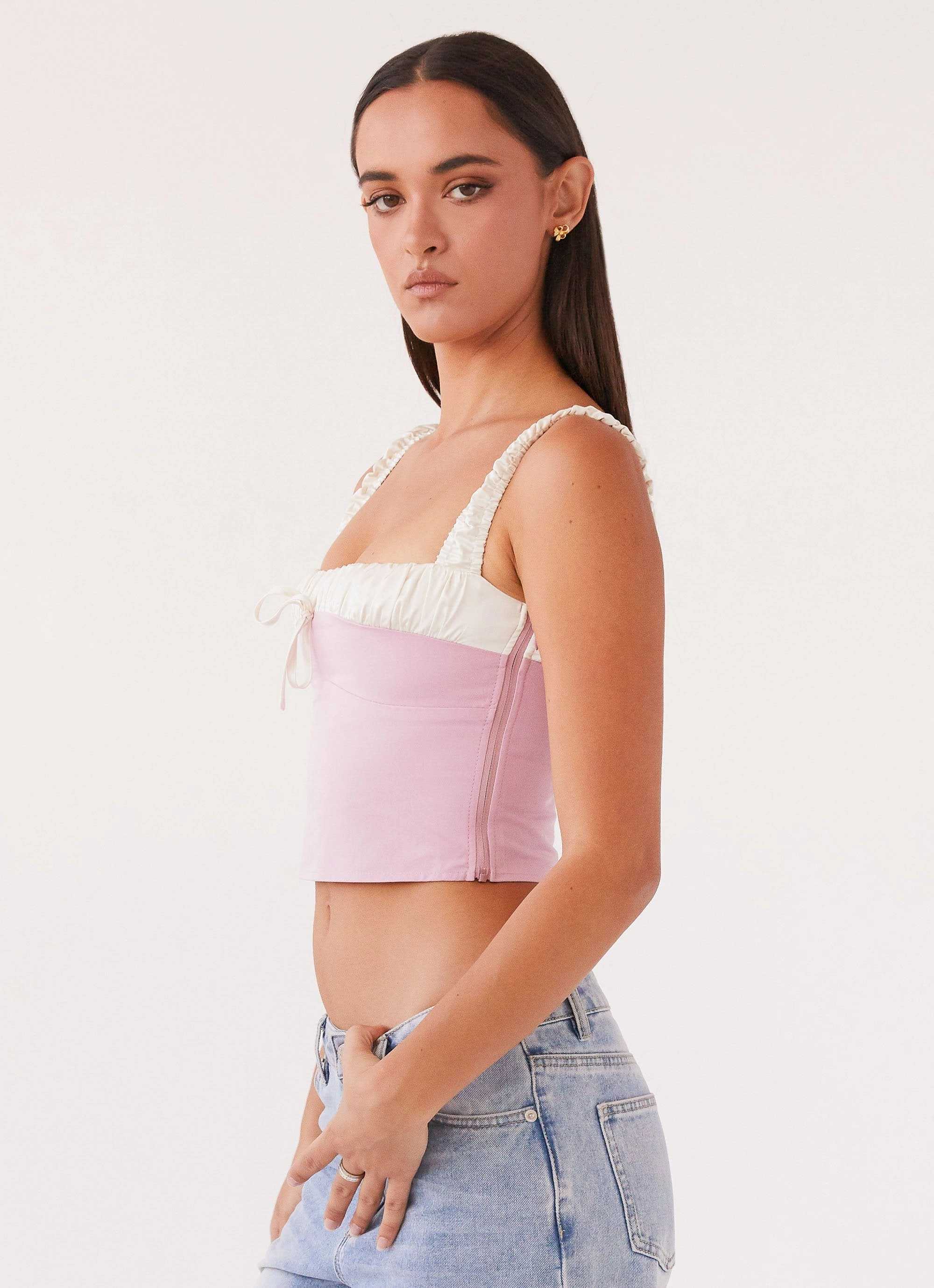 Ryder Bustier Top - Pink Classic Crew Neck