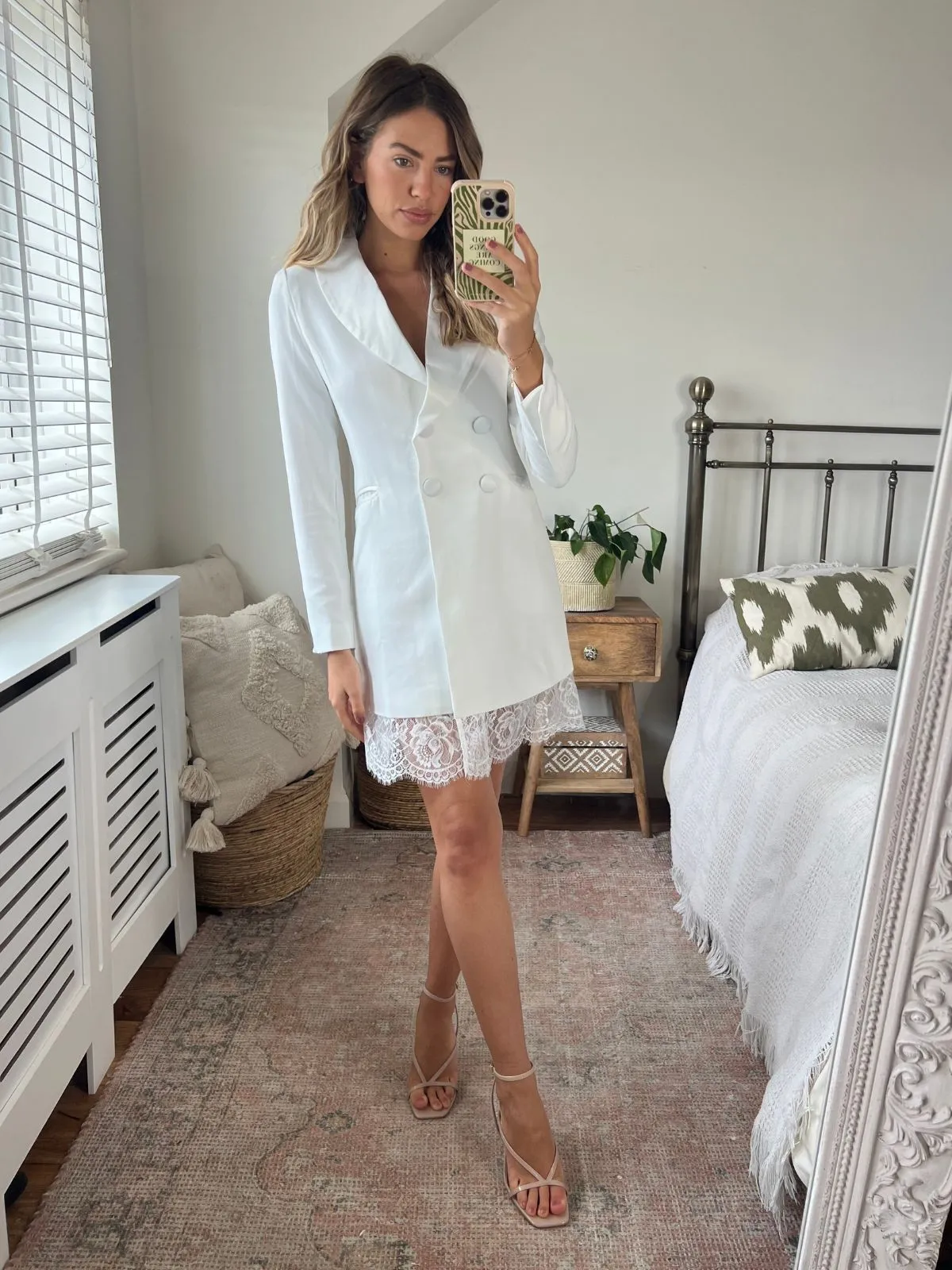 Social Ease Rylee Blazer Dress / White