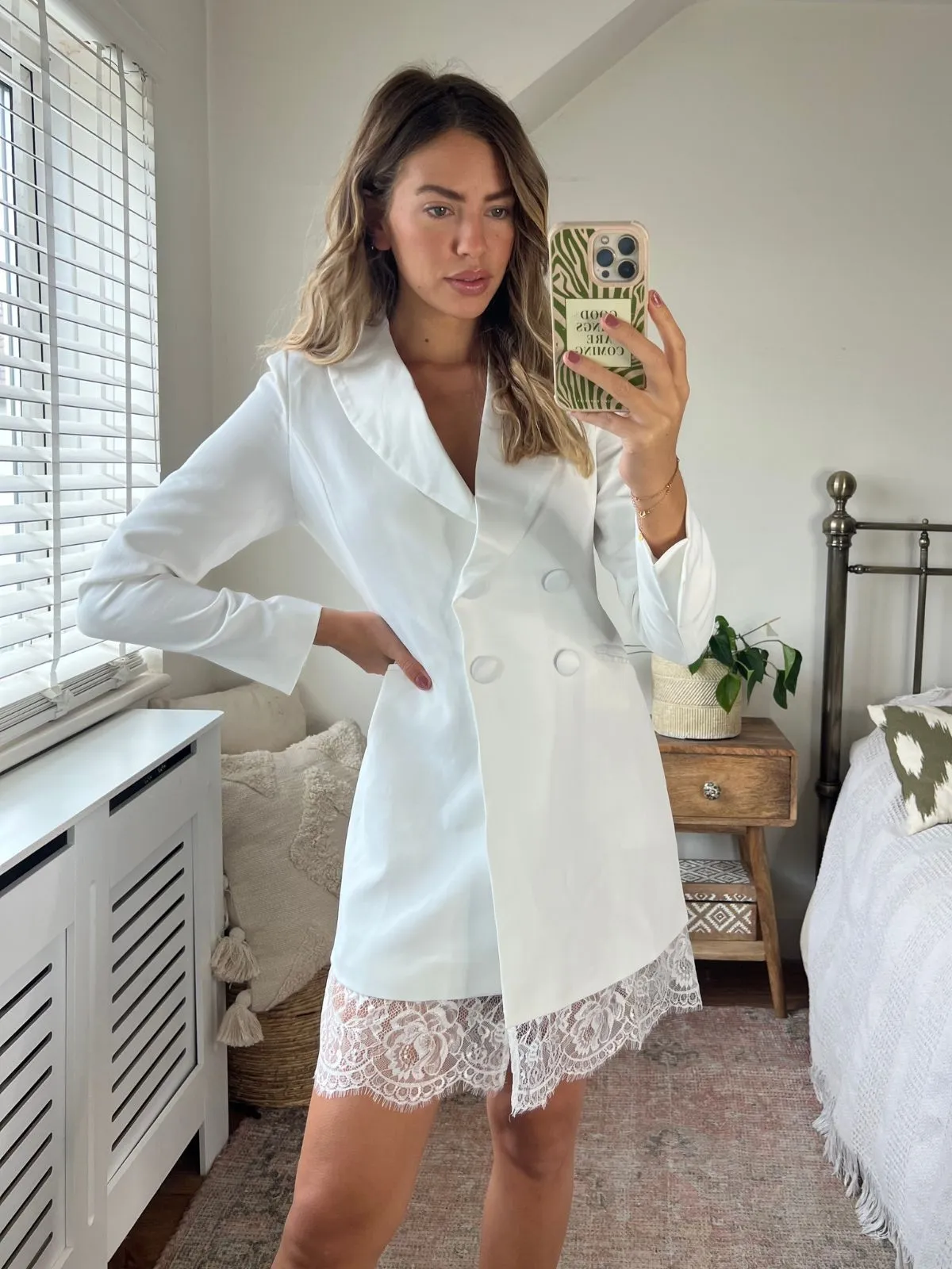 Cotton Touch Rylee Blazer Dress / White