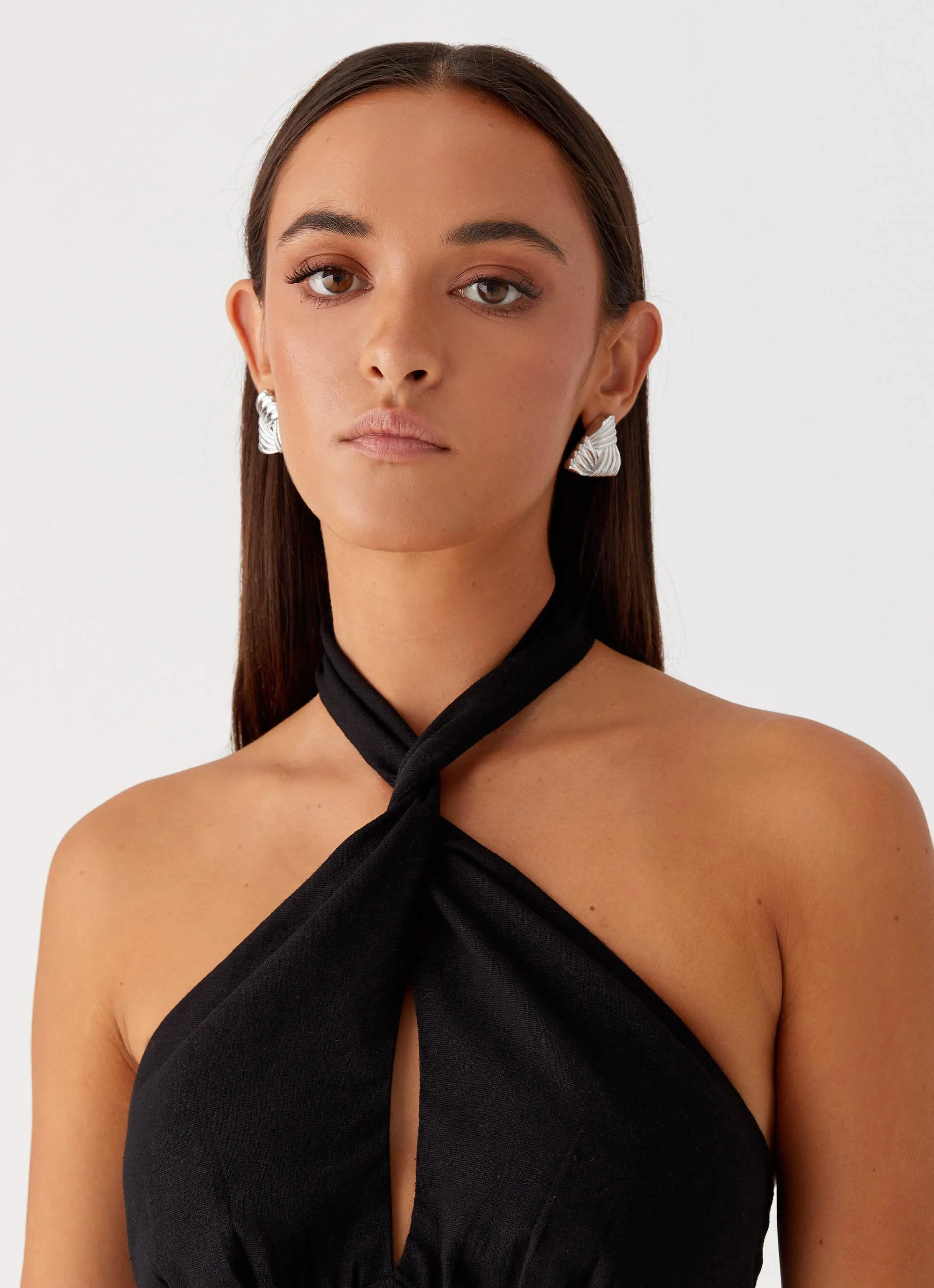 Sabine Linen Mini Dress - Black High-End Look Party Ready