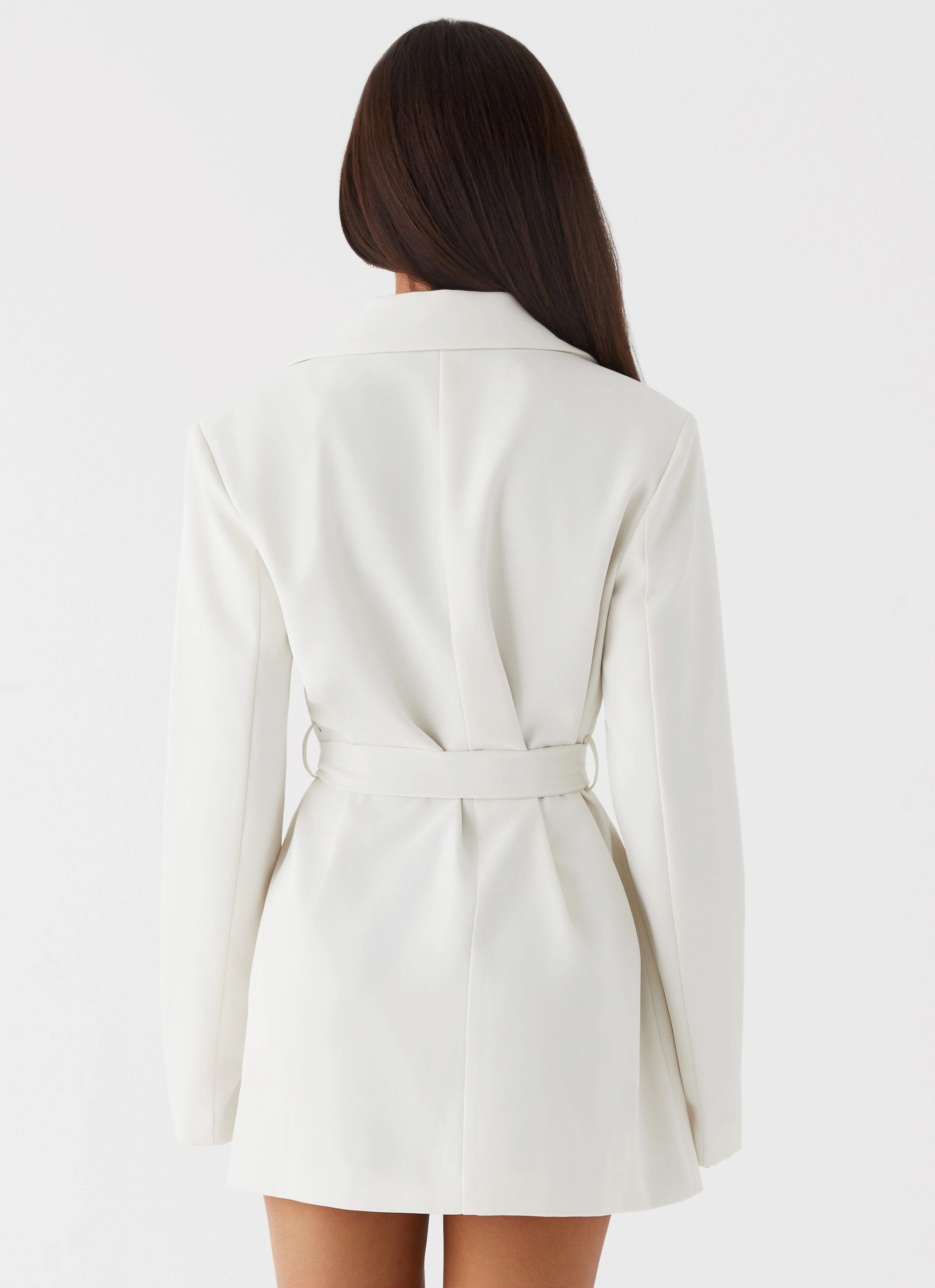 Safia Blazer Mini Dress - White Breathable back panel