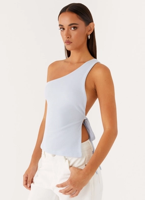 Safiya One Shoulder Top - Blue Seamless Construction Design LightweightDesign