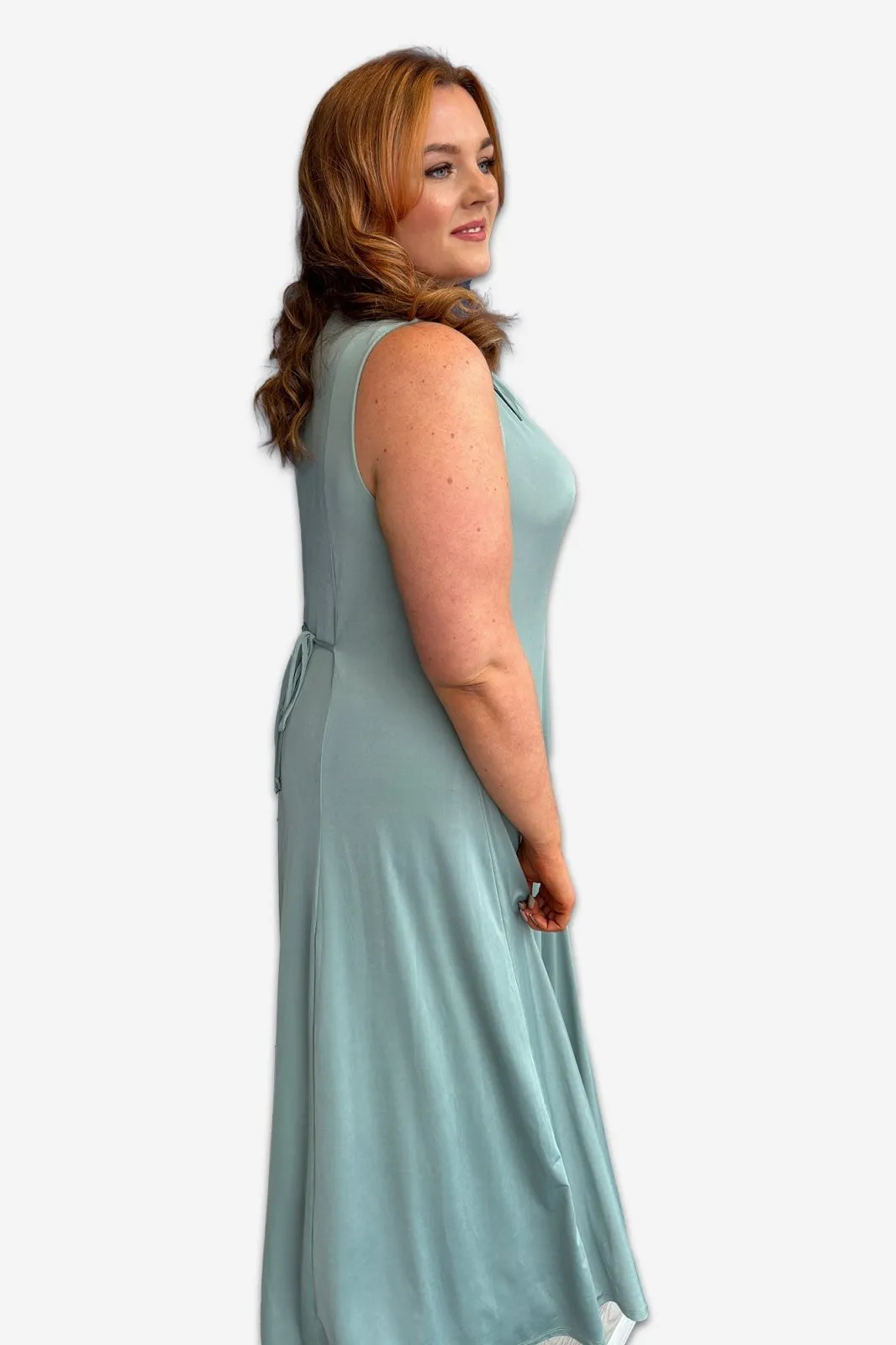 Sage Green Plus Size Maxi Button Down Collared Dress