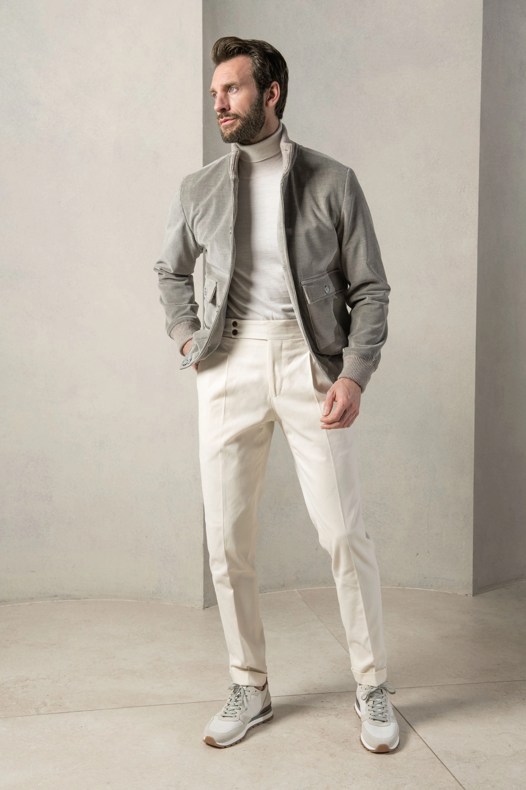 Sage corduroy bomber jacket ?C Made in Italy