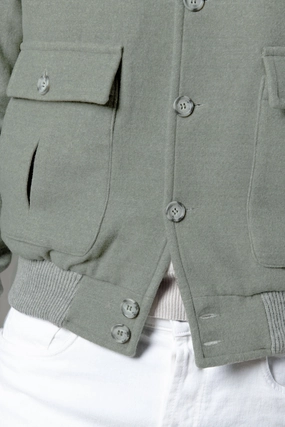Sage Super 180's wool flannel bomber jacket ?C Made in Italy Sage Super 180's wool flannel bomber jacket ?C Made in Italy