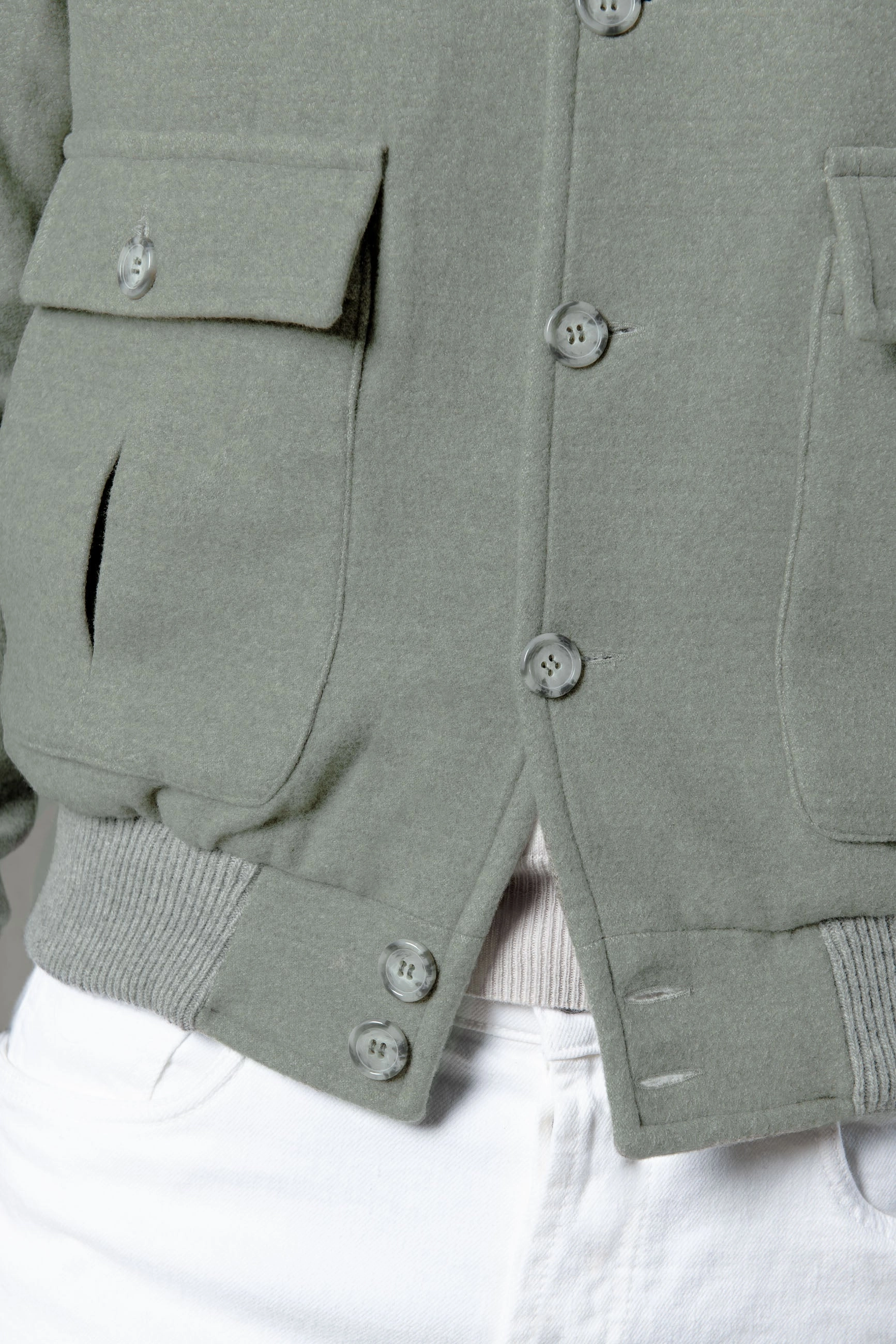 Sage Super 180's wool flannel bomber jacket ?C Made in Italy