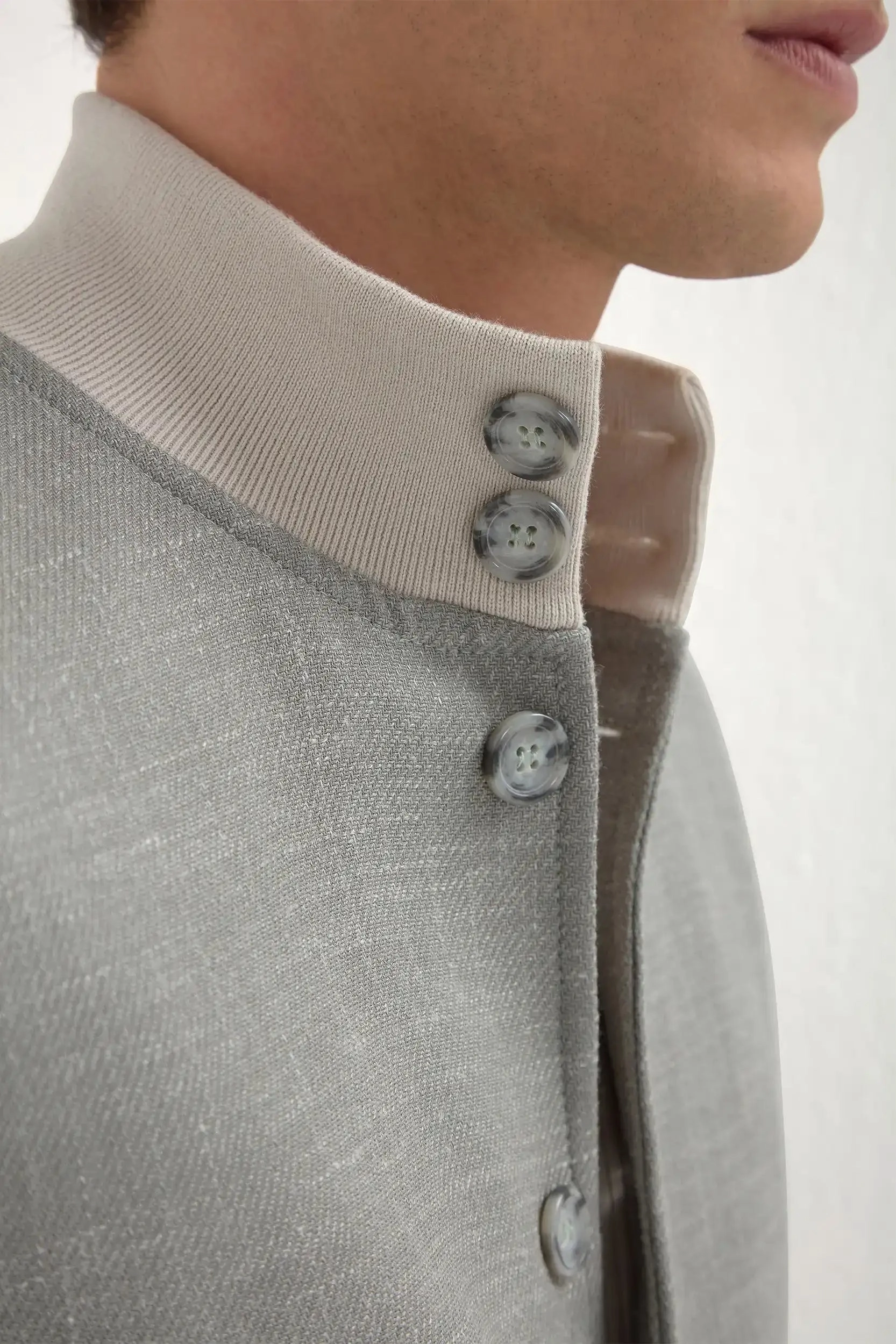 Sage wool silk and linen bomber - Made in Italy