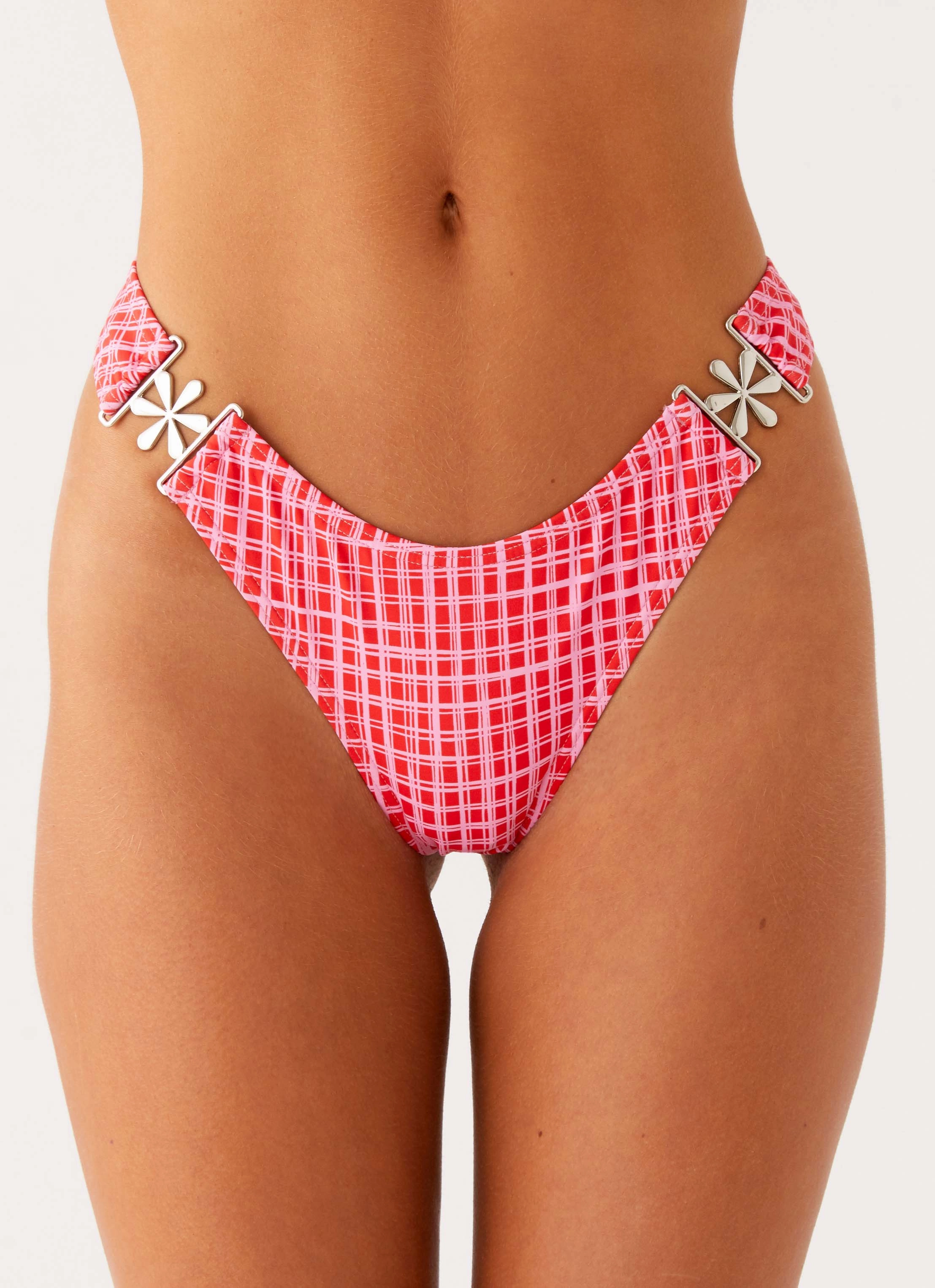 Removable-Liners Saint Lucia Bikini Bottoms - Pink Check