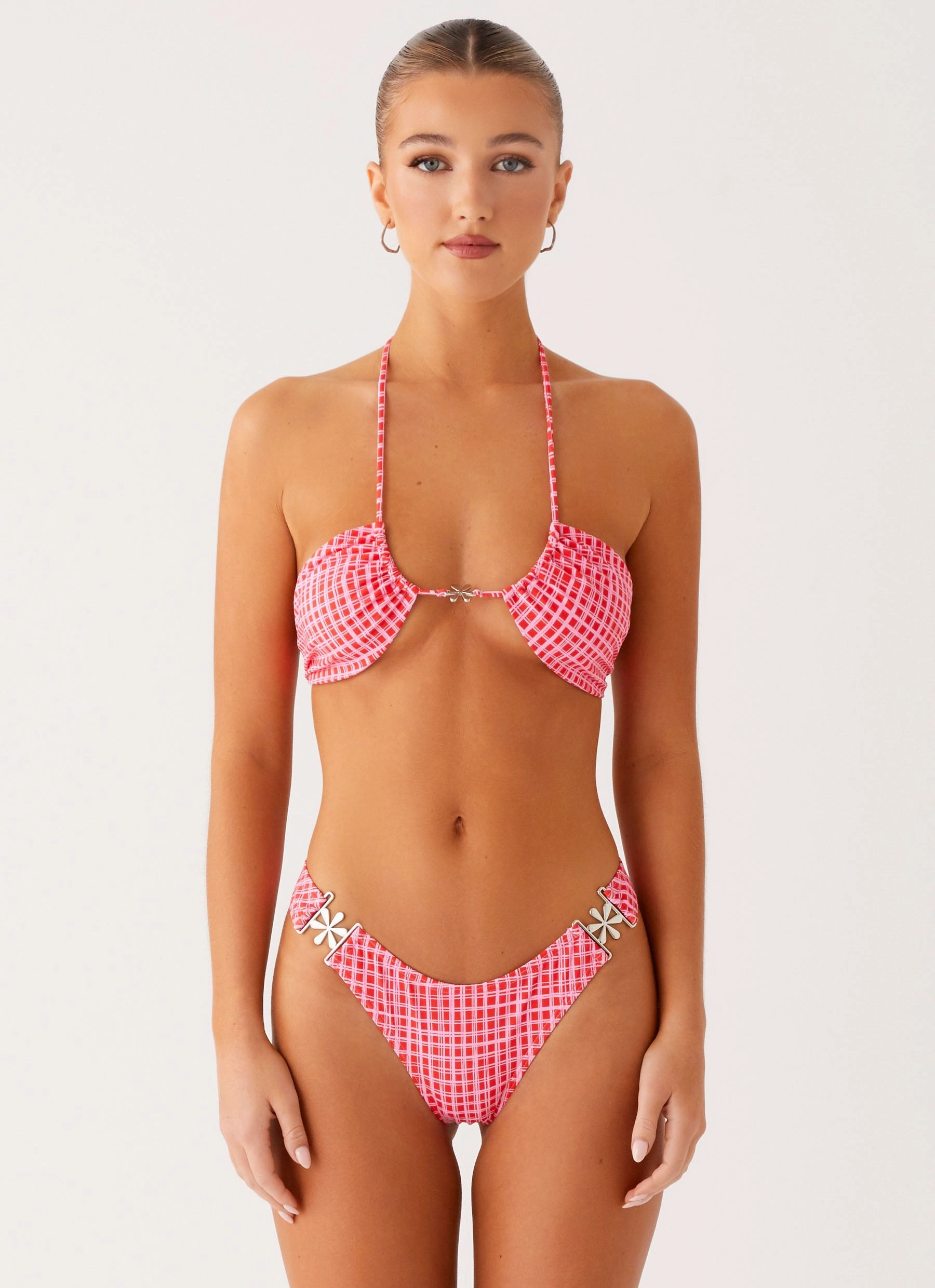 Online Shopping Saint Lucia Bikini Top - Pink Check
