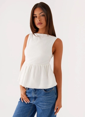 Sallie Linen Top - White QuickDryConstruction